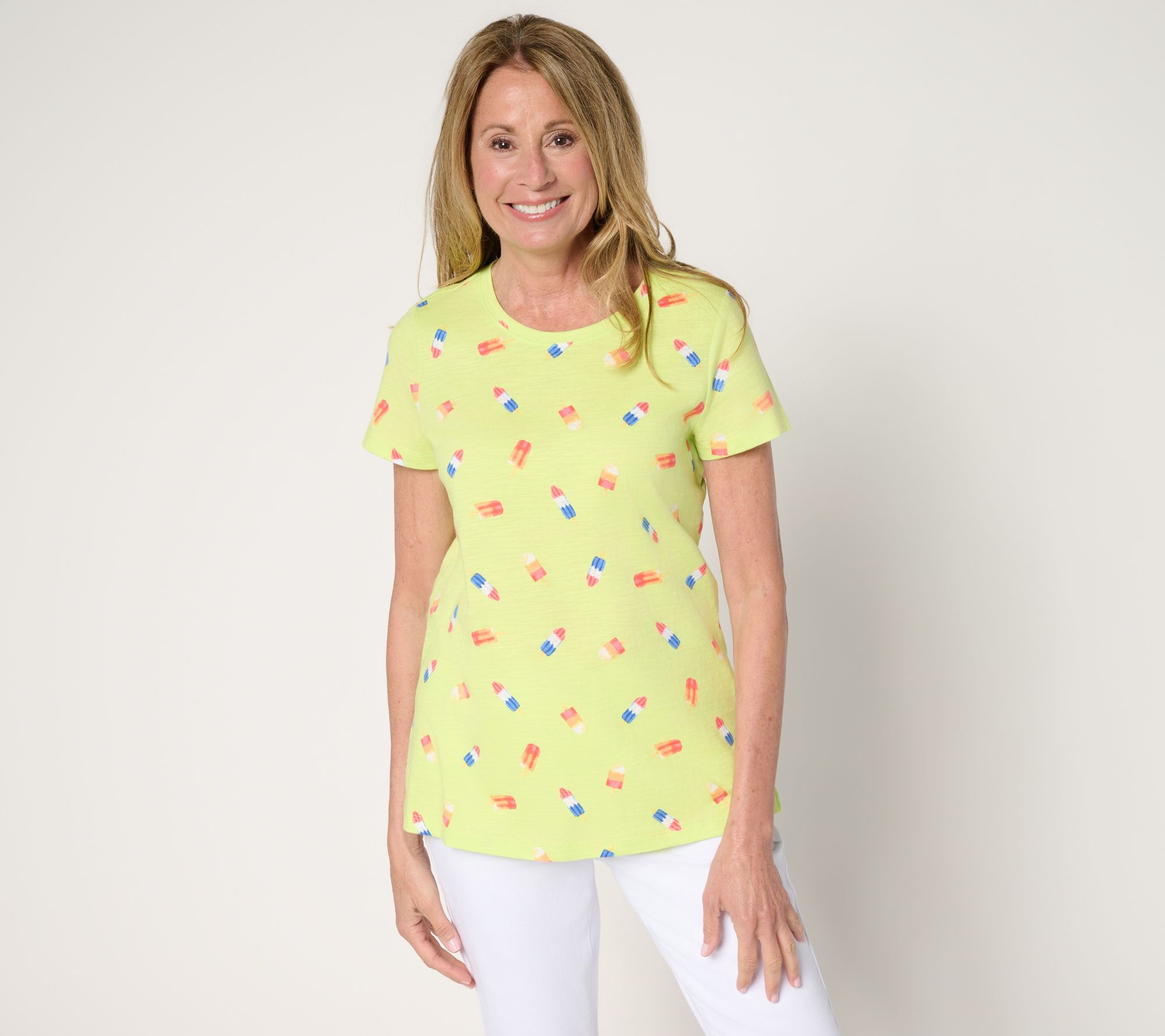 Belle by Kim Gravel Slub Knit Summer Scoop Neck Top