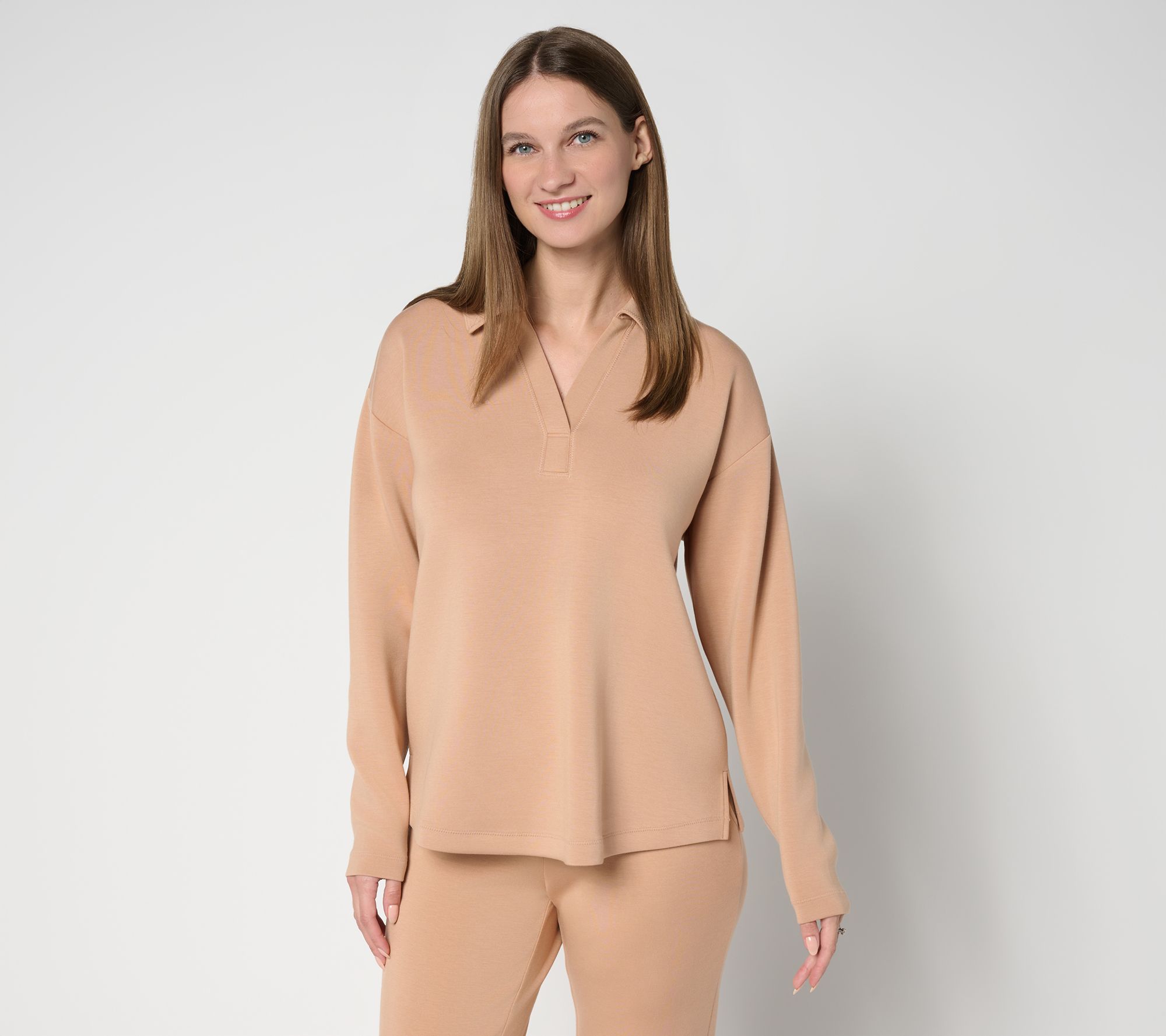 Martha Stewart Signature Comfort Stretch Collared V-Neck Top