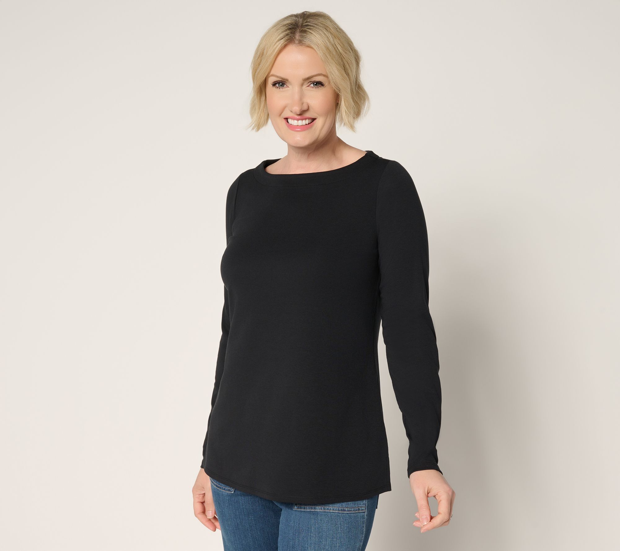 Belle by Kim Gravel TripleLuxe Knit Bateau Long Sleeve Top