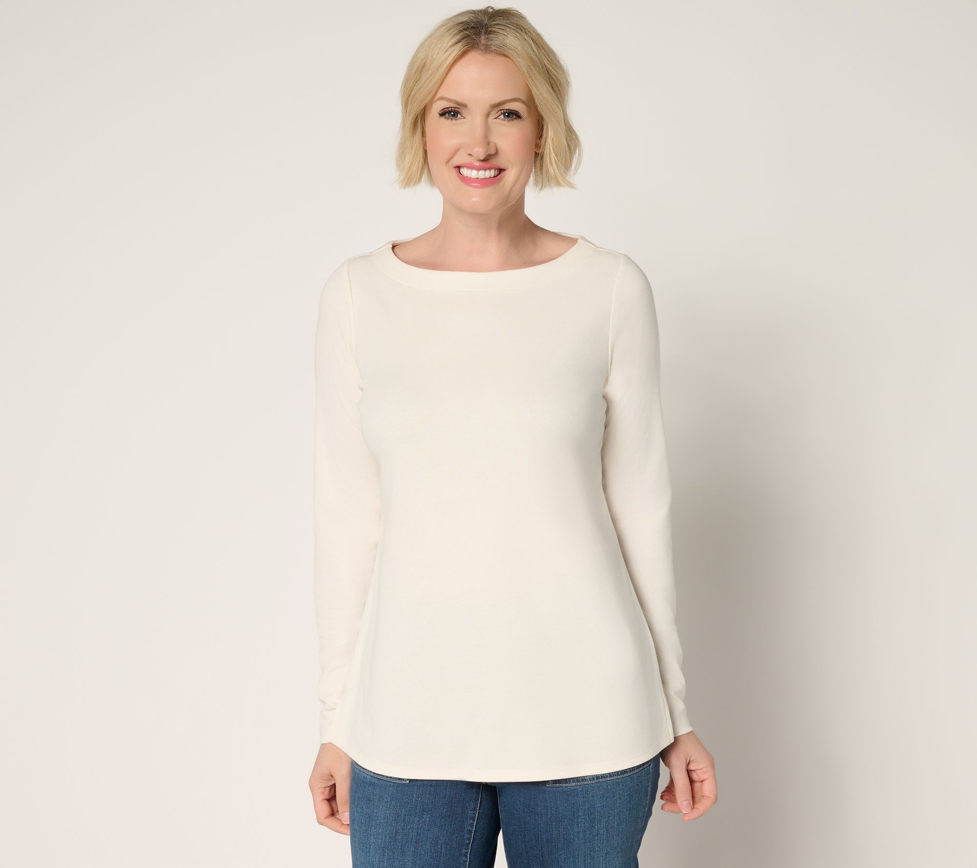 Belle by Kim Gravel TripleLuxe Knit Bateau Long Sleeve Top