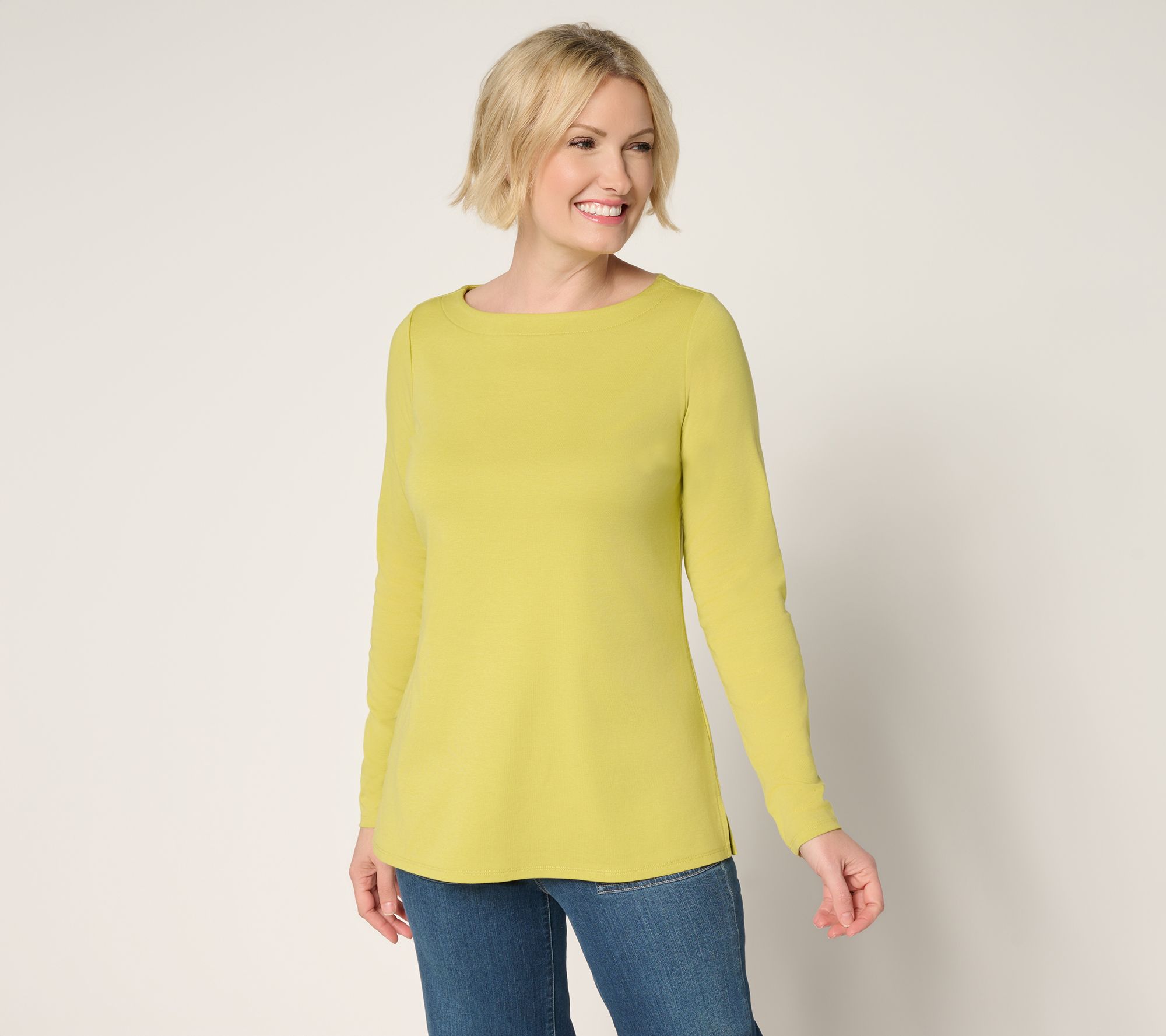Belle by Kim Gravel TripleLuxe Knit Bateau Long Sleeve Top