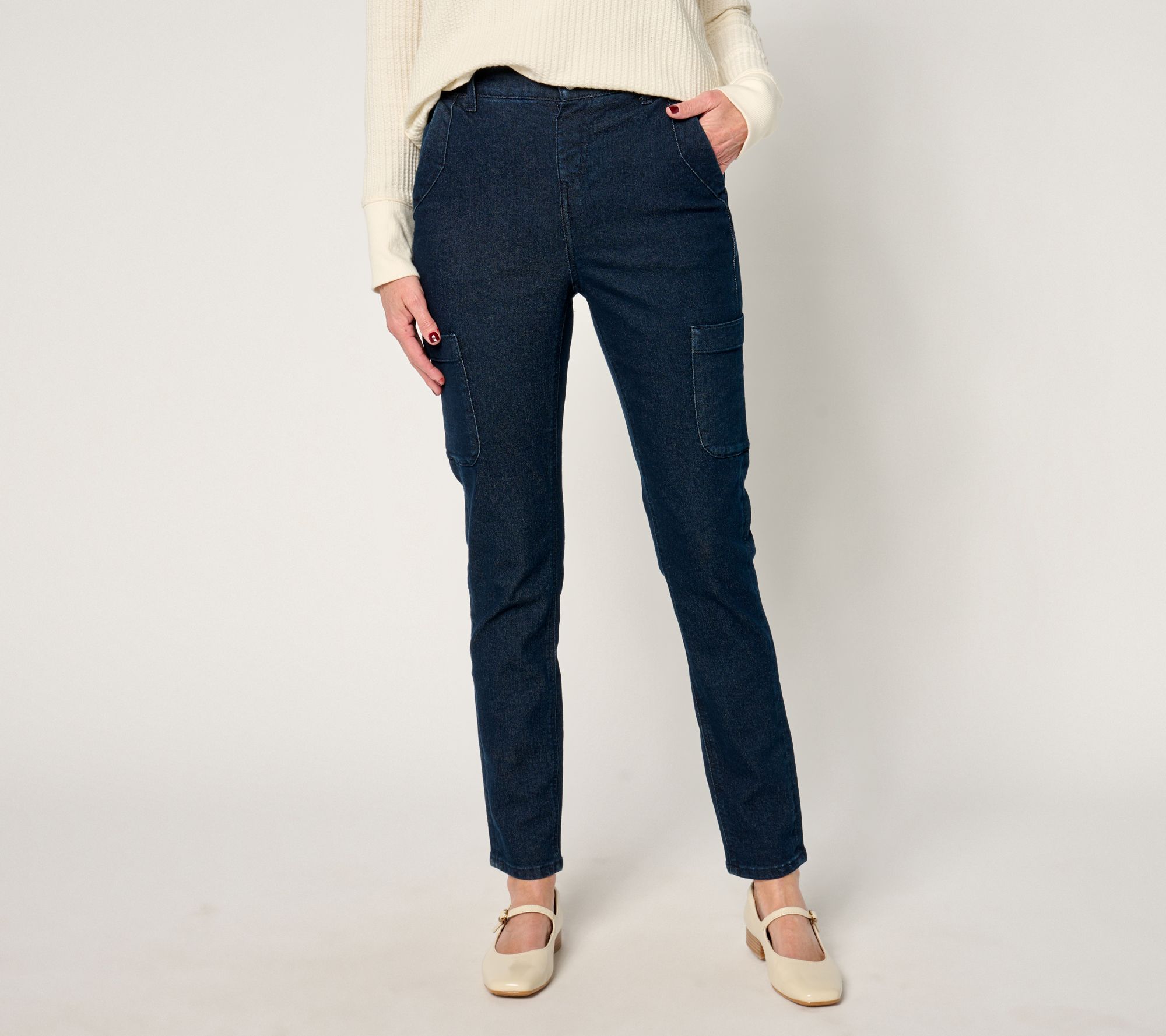 "As Is" Denim & Co. Reg Indigo Classic Denim Slim Straight Ankle Jean
