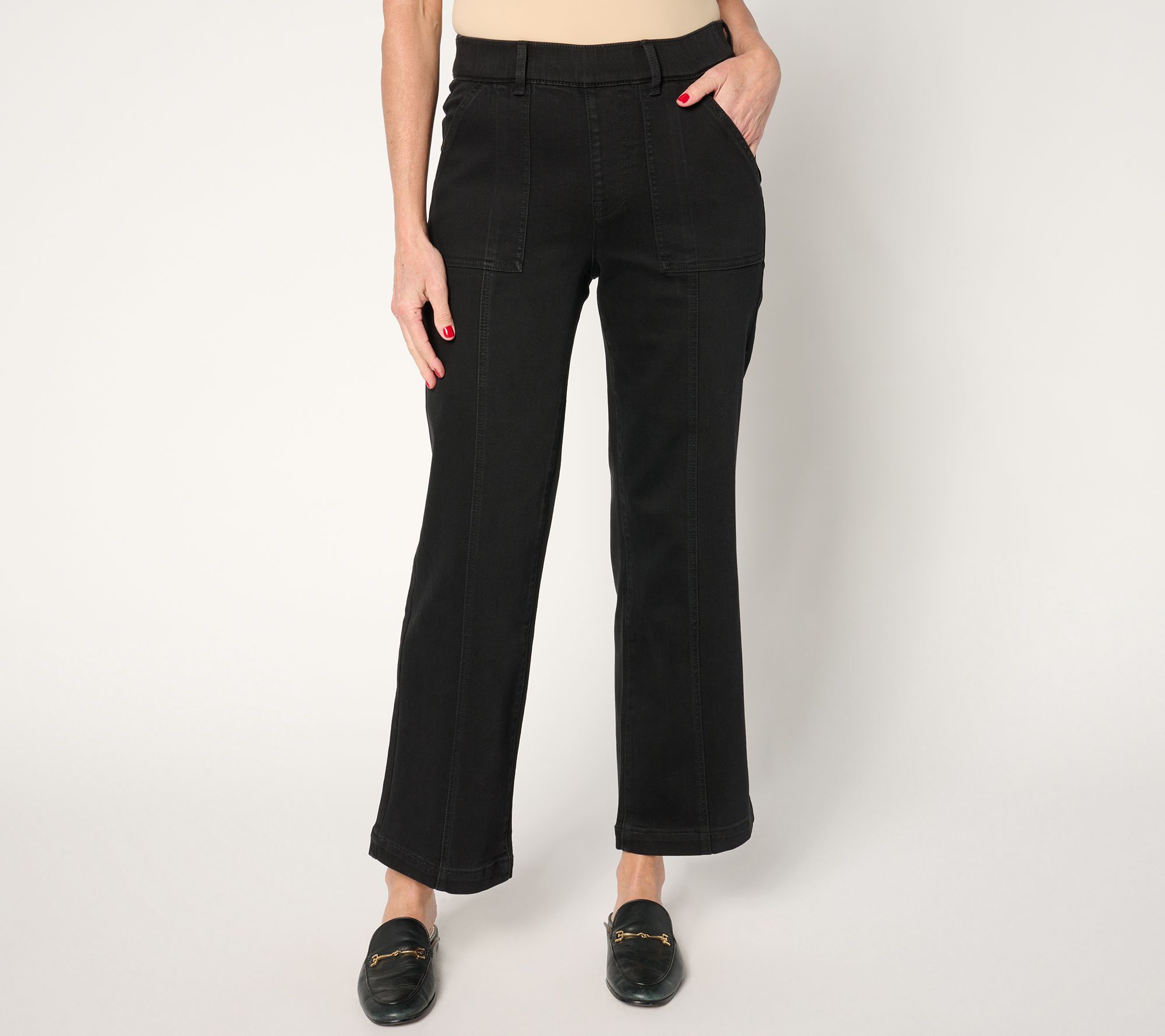 "As Is" Isaac Mizrahi Live! Regular Black Denim Straight Leg Jeans