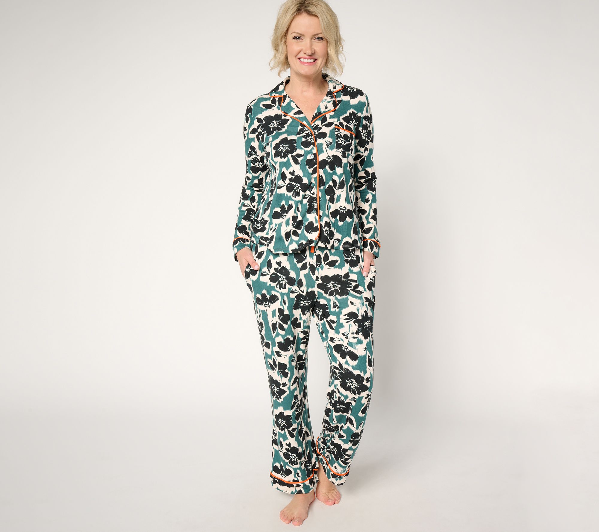 "As Is" Sunday Brunch Pillowsoft Notch Collar Pajama Set