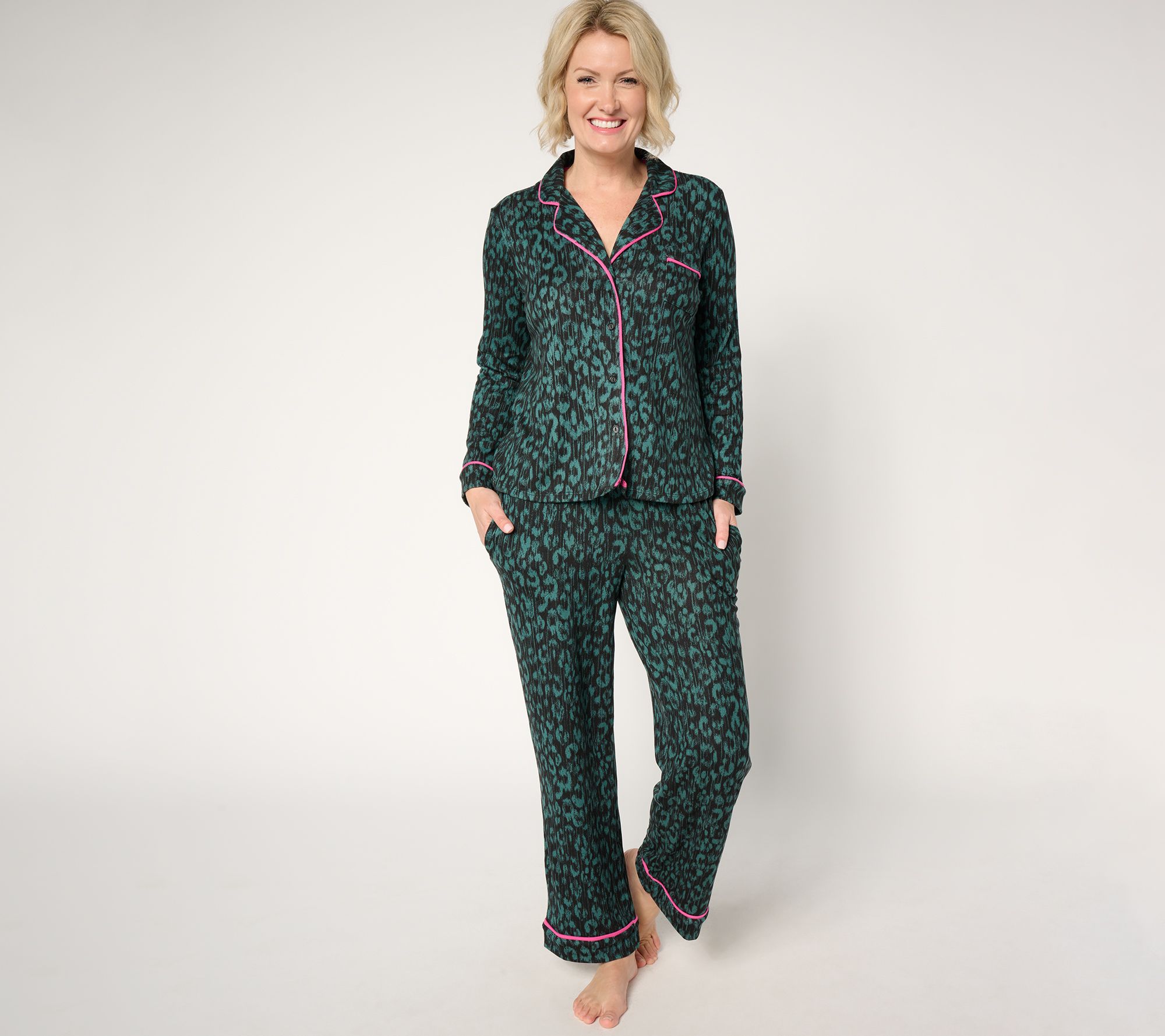 "As Is" Sunday Brunch Pillowsoft Notch Collar Pajama Set