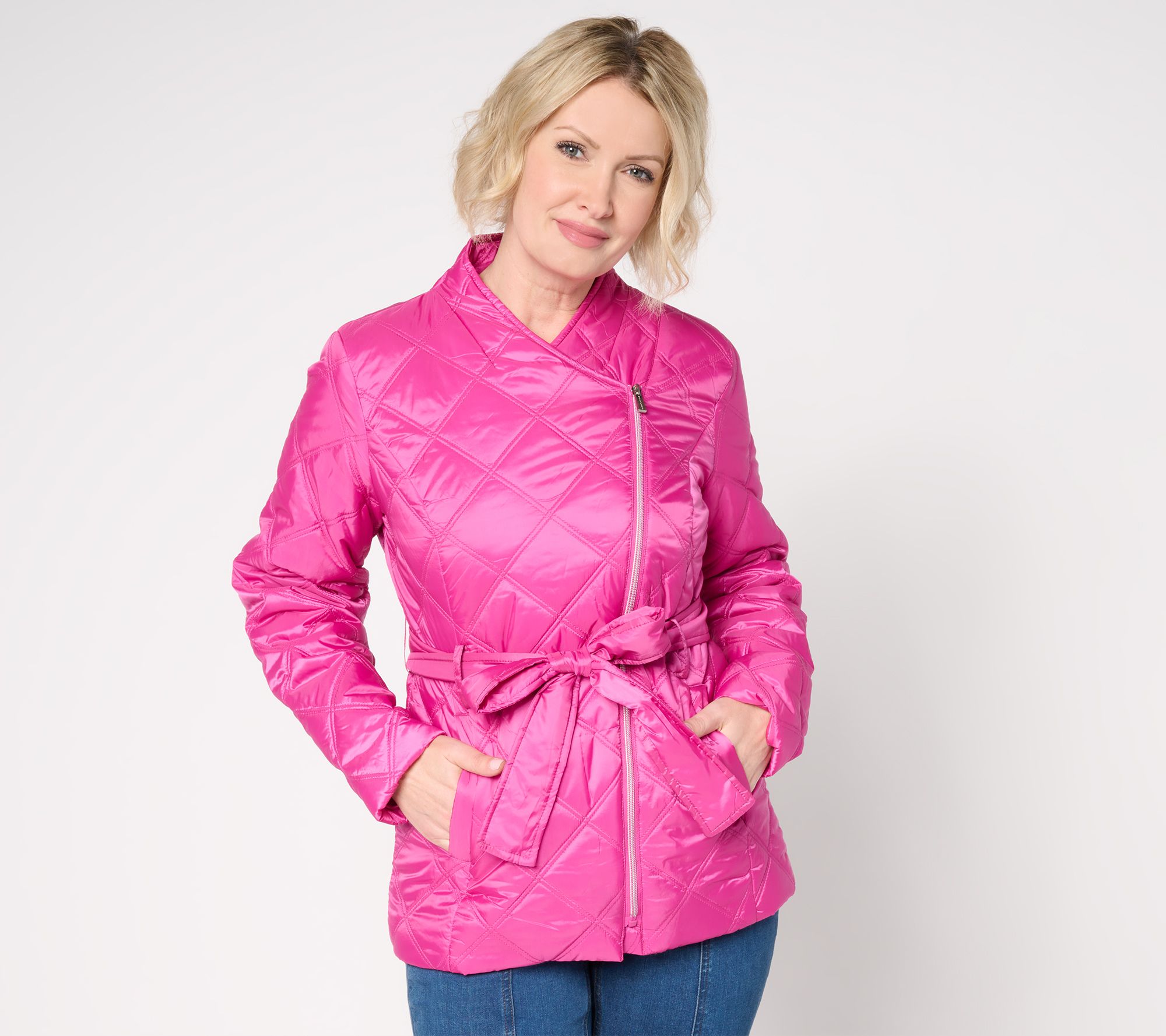 "As Is" Susan Graver Lightly Padded Quilted Moto Jacket