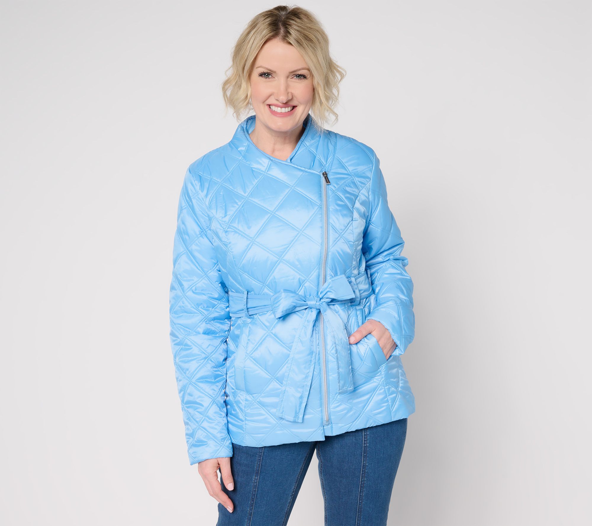 "As Is" Susan Graver Lightly Padded Quilted Moto Jacket