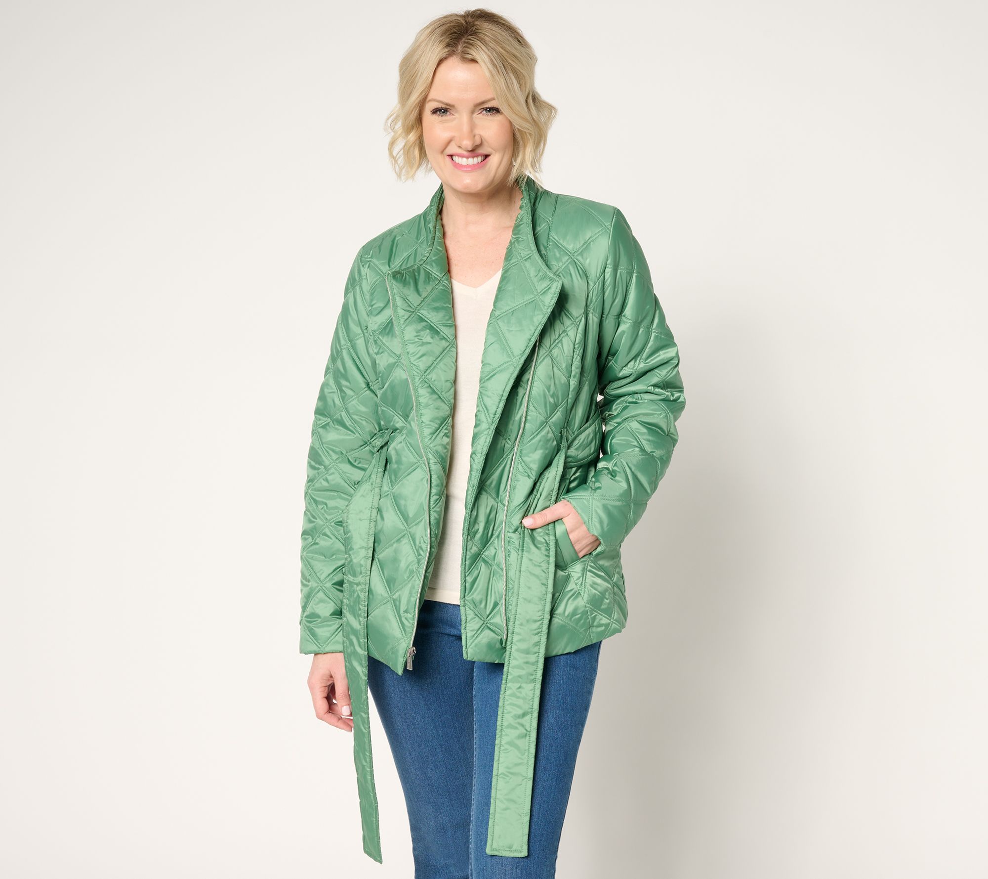 "As Is" Susan Graver Lightly Padded Quilted Moto Jacket