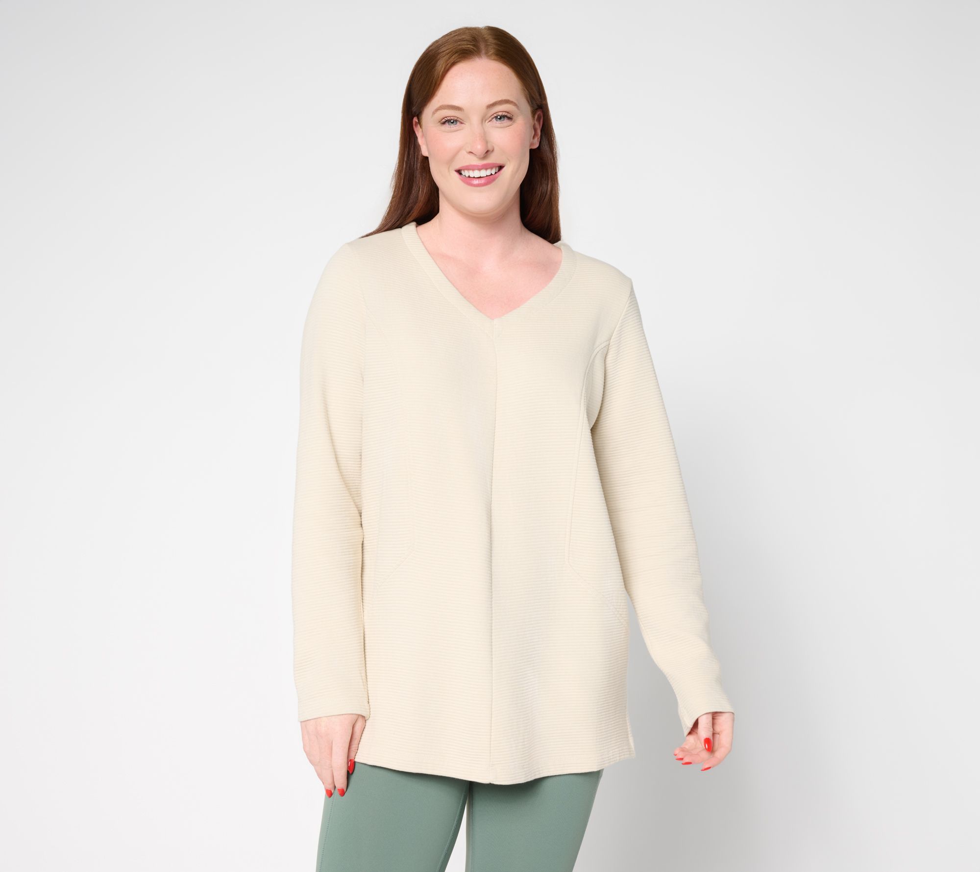 Denim & Co. Active Regular Ottoman Tunic with Seam Details