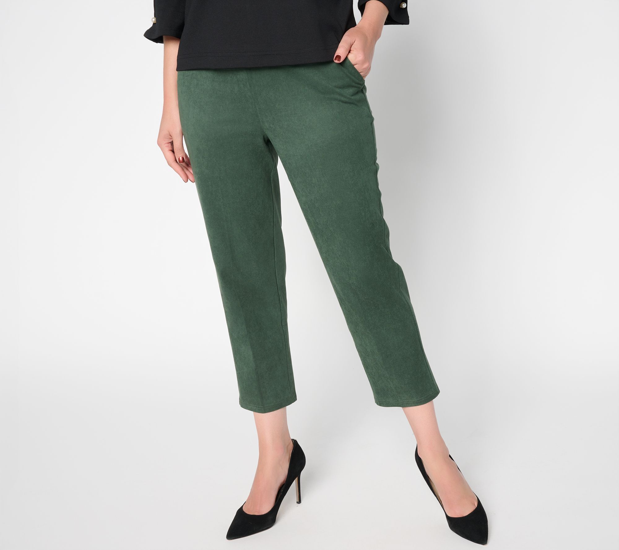 by Stacy London Regular Faux Suede Ankle Length Lantern Pant