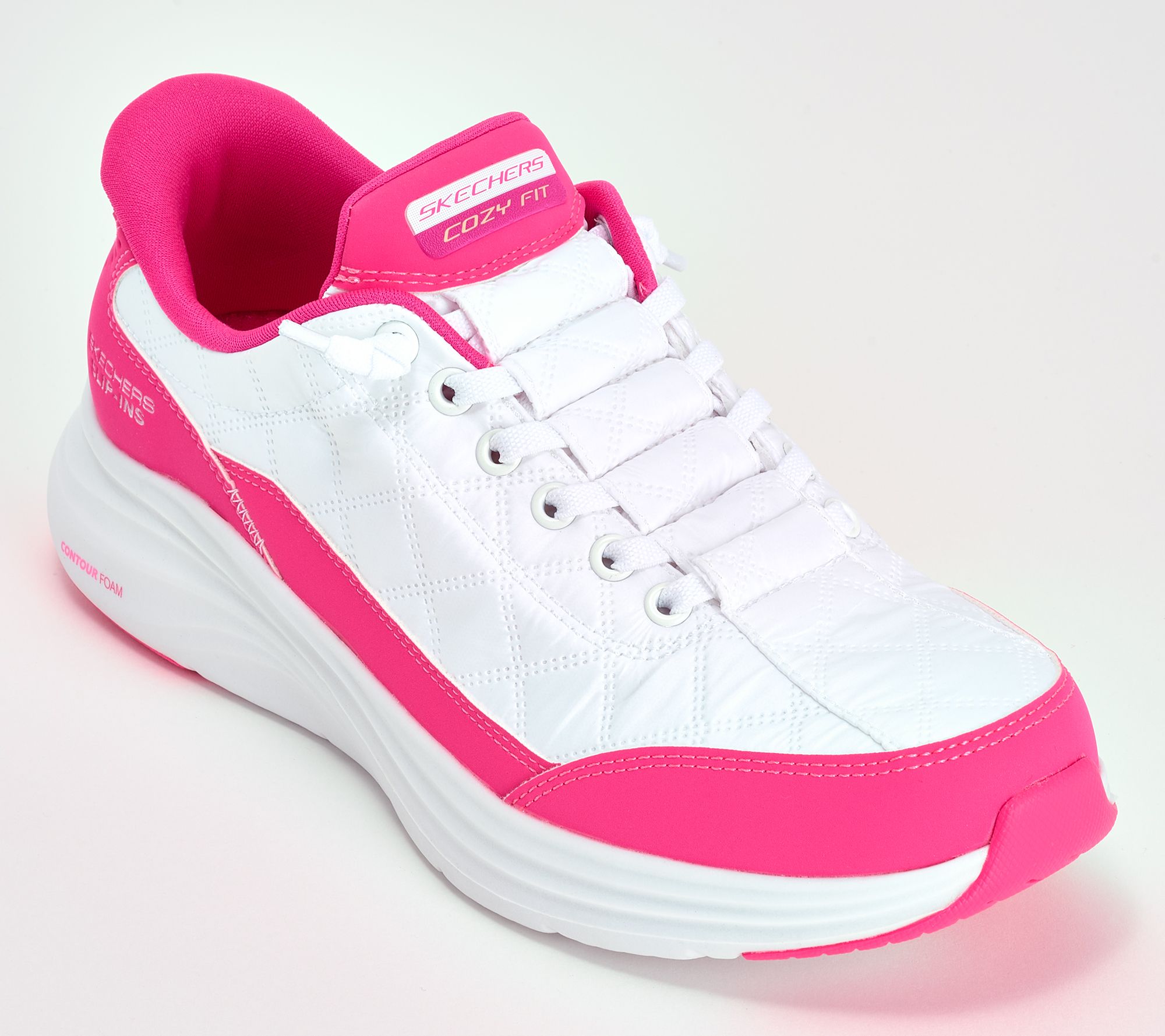 "As Is" Skechers Slip- ins Contour Foam Quilted Sneakers-Cozy
