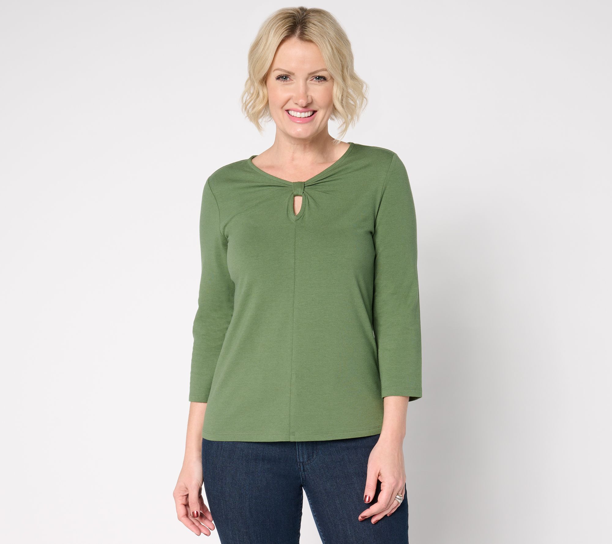 "As Is" BEAUTIFUL by Lawrence Zarian Novelty Bow 3/4 Sleeve Top