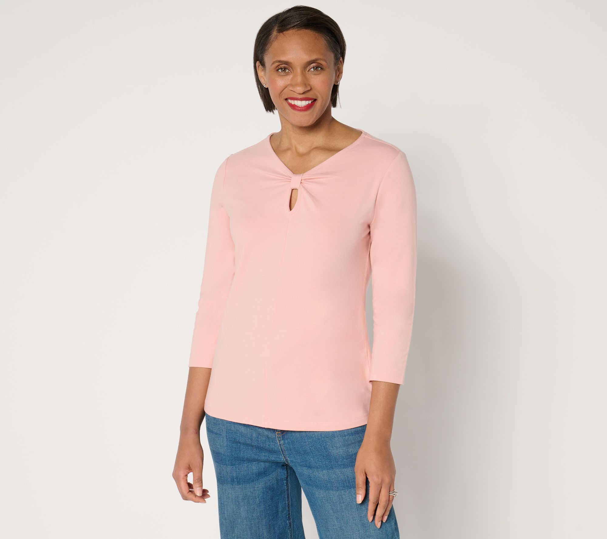 "As Is" BEAUTIFUL by Lawrence Zarian Novelty Bow 3/4 Sleeve Top