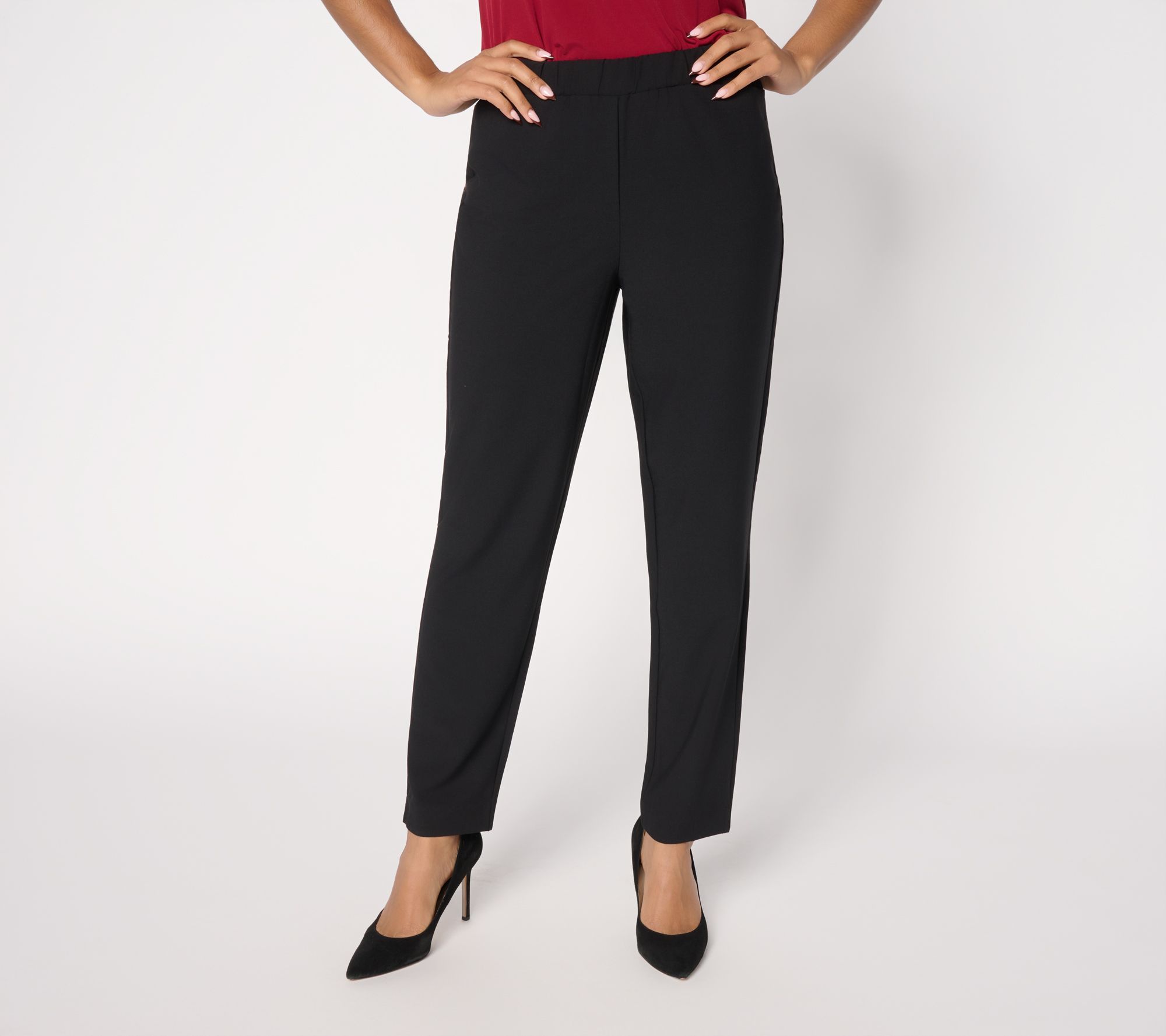 Susan Graver Petite Bi-Stretch Pull-On Slim Leg Ankle Pants
