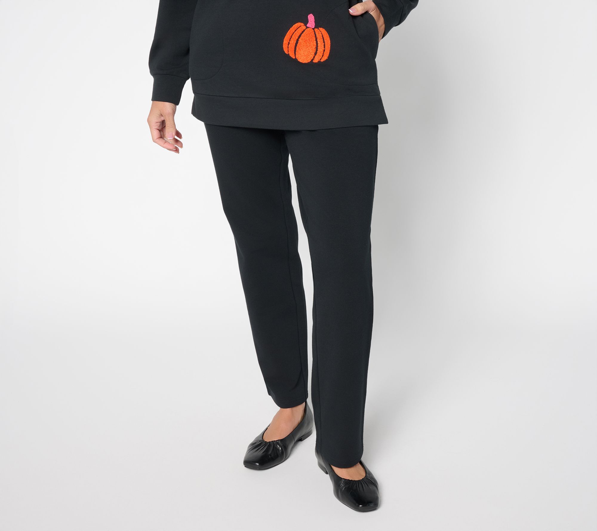 Quacker Factory Regular French Terry Straight Leg Pants