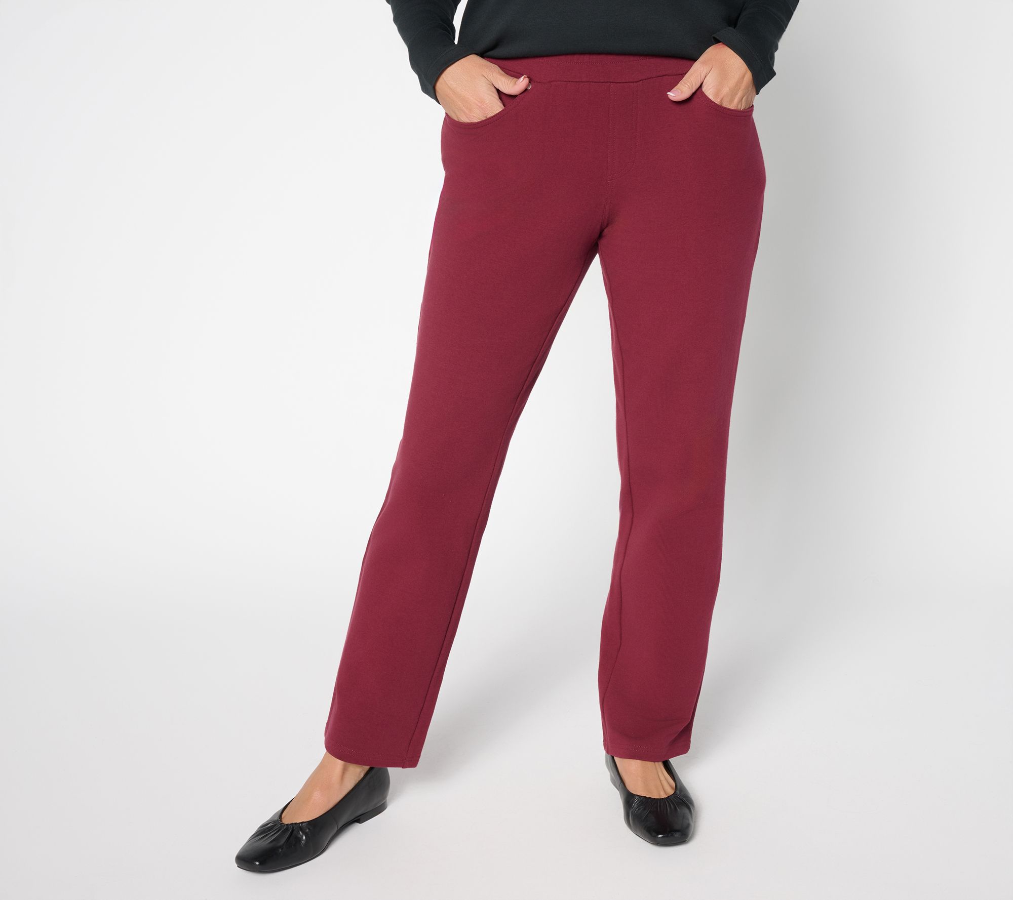 Quacker Factory Regular French Terry Straight Leg Pants