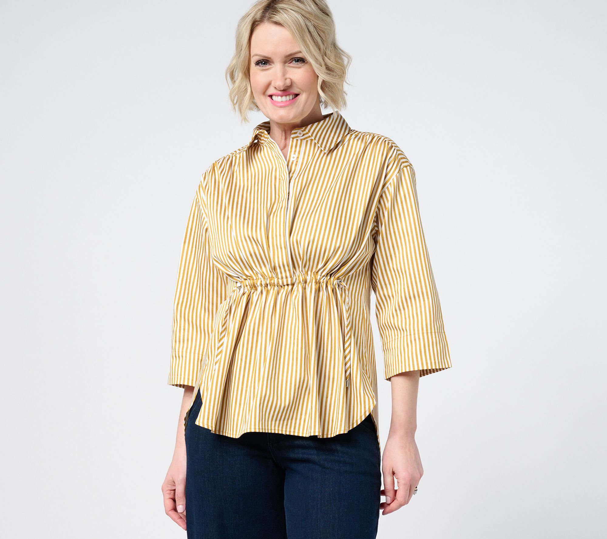 "As Is" Carla Rockmore Collection Regular 3/4- Sleeve Shirt