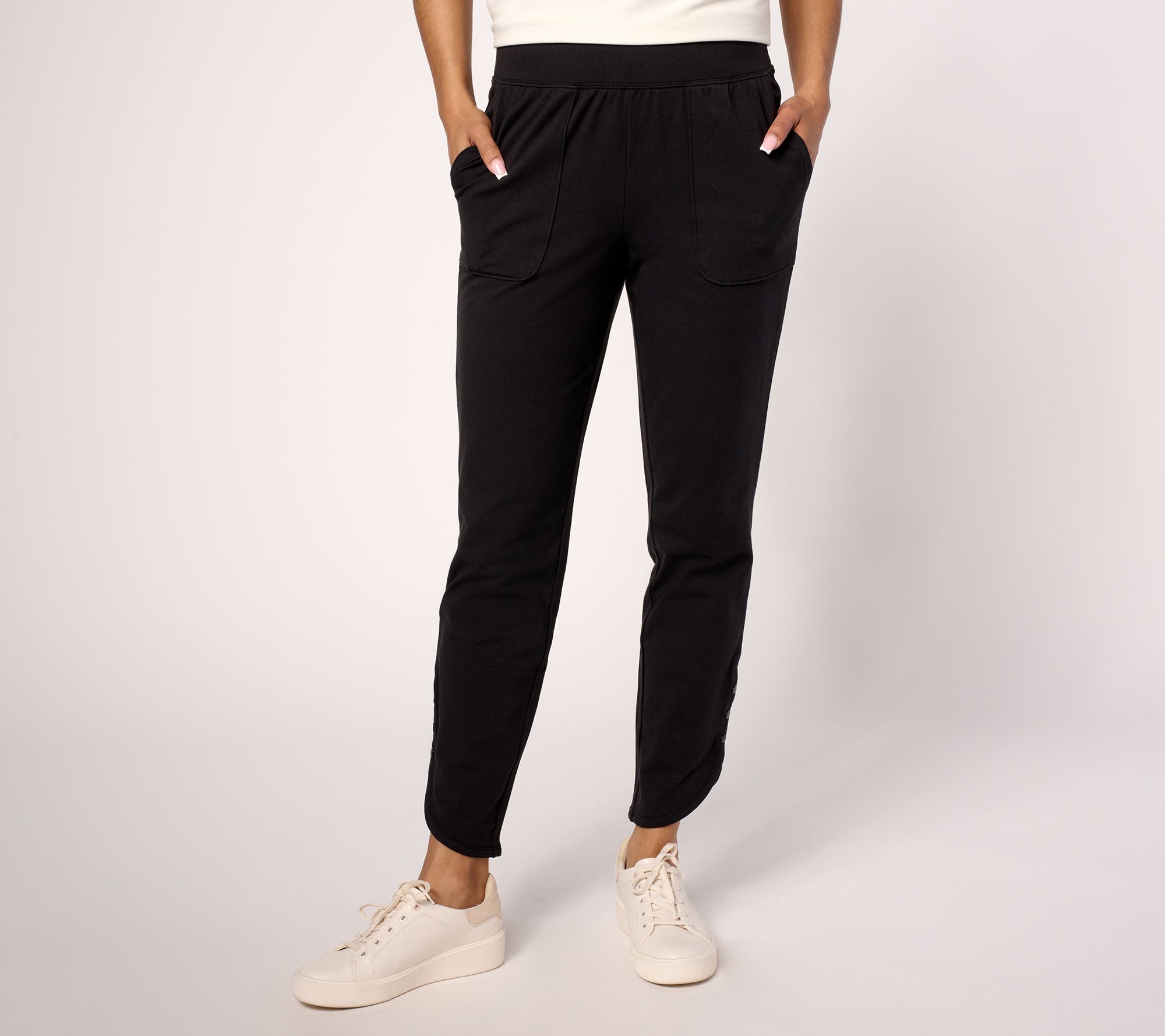 "As Is" Denim & Co. Active Pet Duo Stretch Ankle Pant with Snap Hem