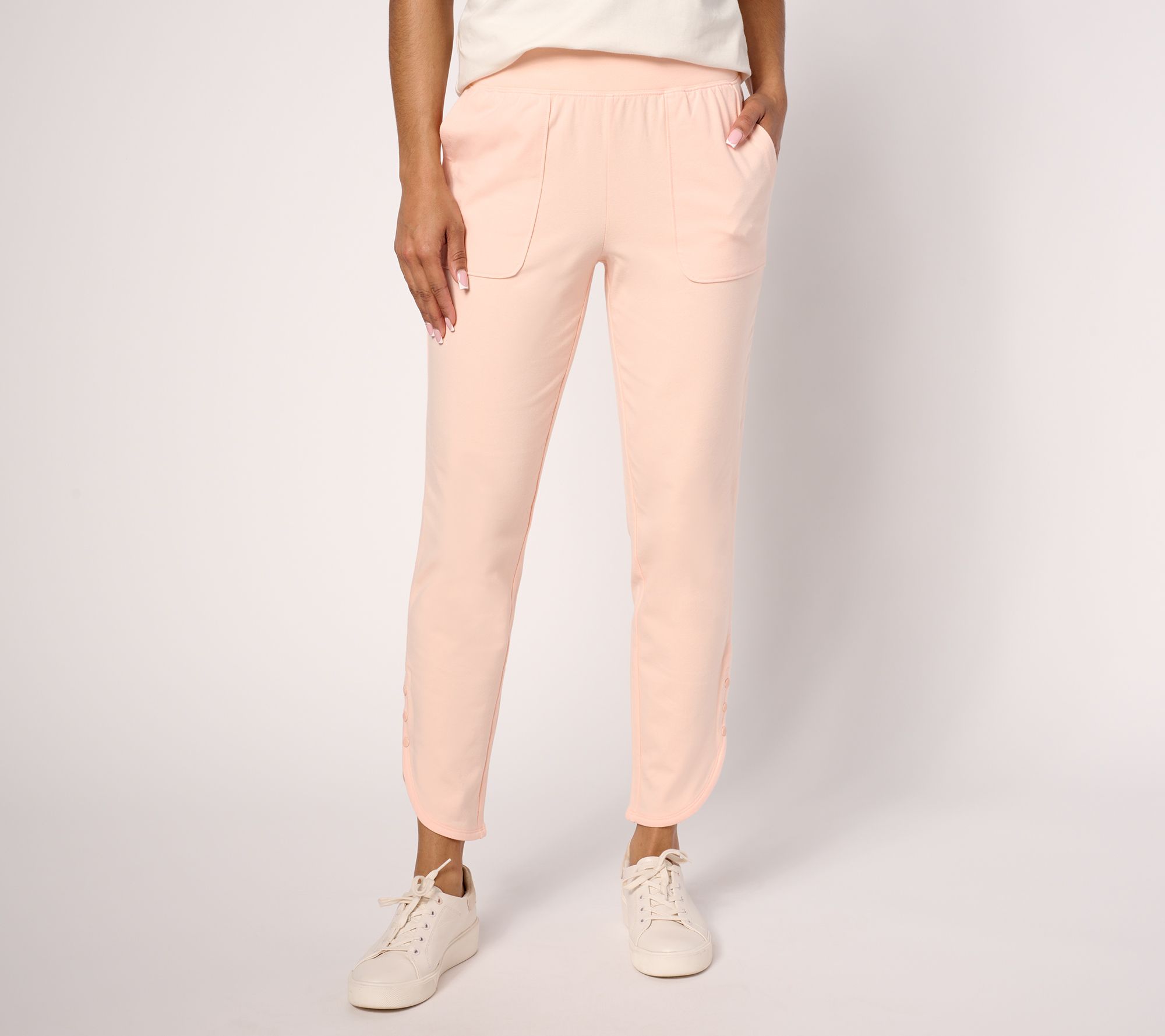 "As Is" Denim & Co. Active Pet Duo Stretch Ankle Pant with Snap Hem