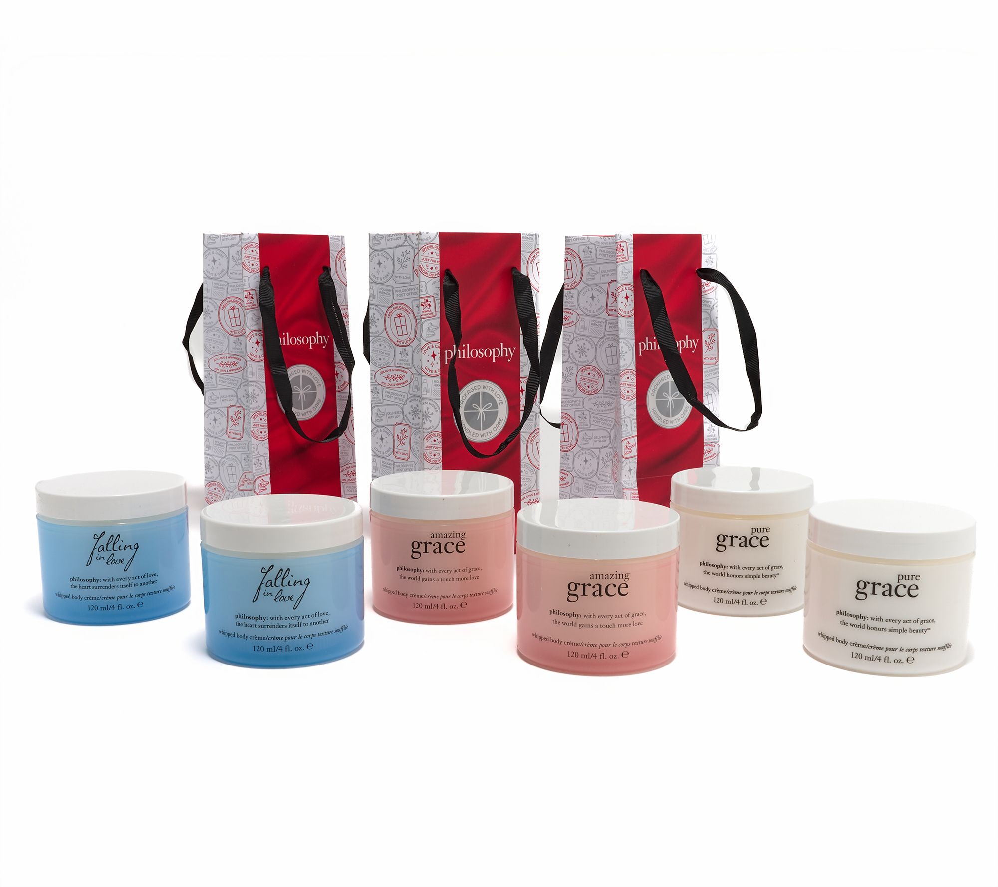 philosophy grace whipped body creme 4oz 6pc collection w/ gift bags