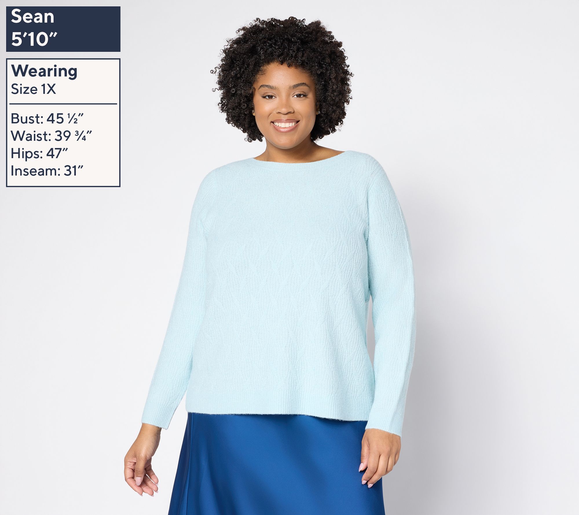 Susan Graver Bateau Neck Multi-Stitch Sweater - QVC.com