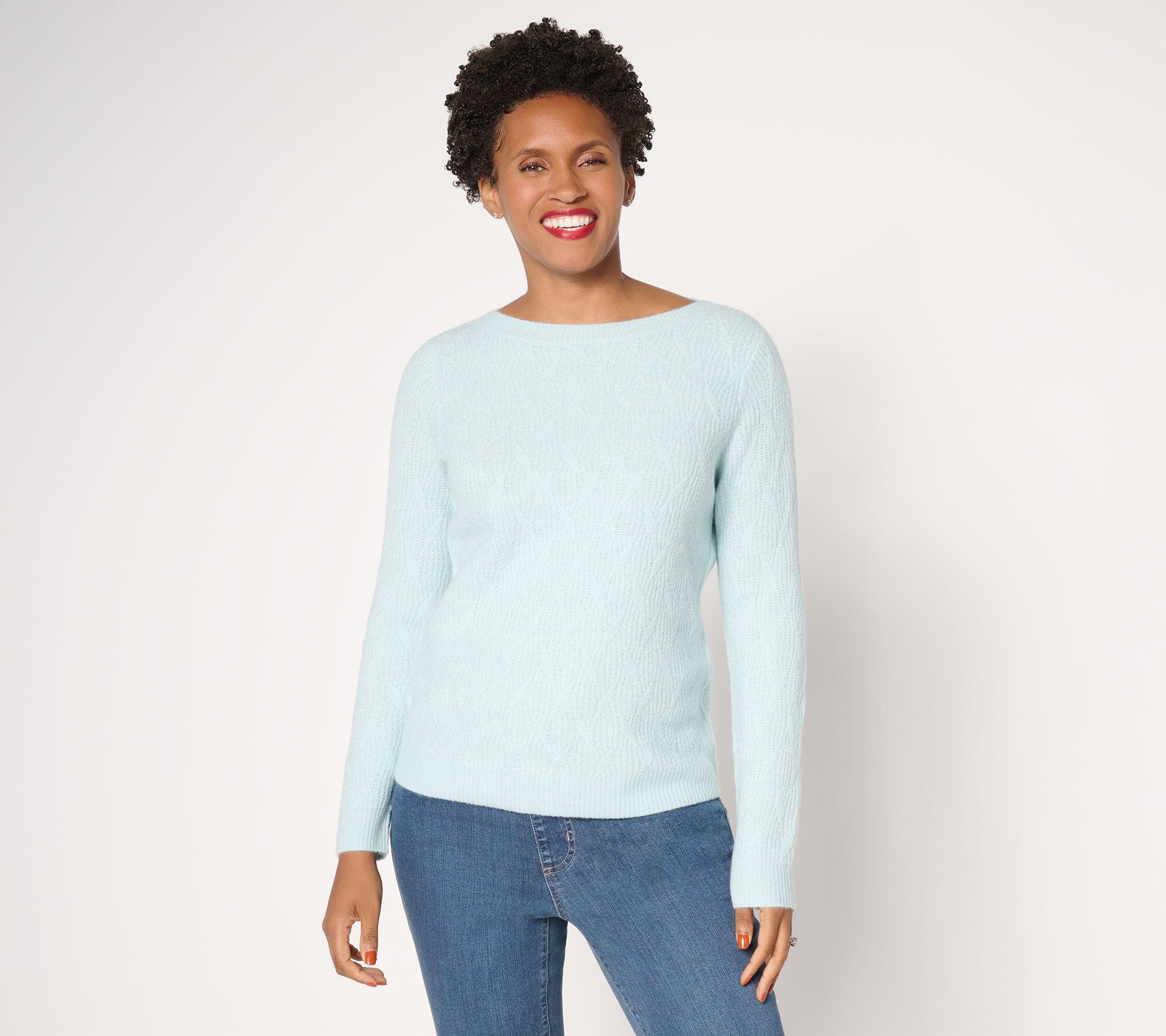 Susan Graver Bateau Neck Multi-Stitch Sweater