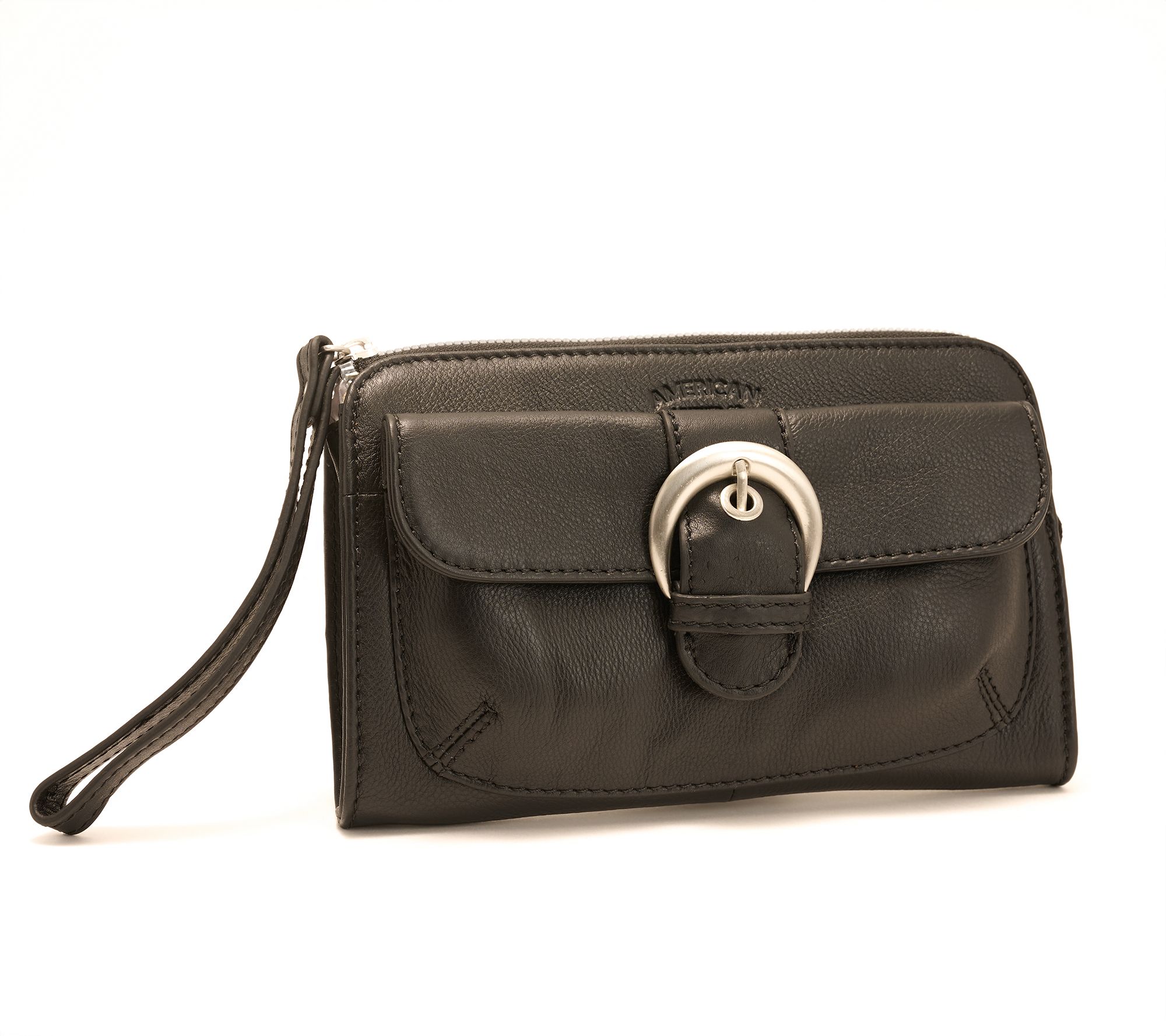 American Leather Co. Buckle Leather Wristlet Wallet