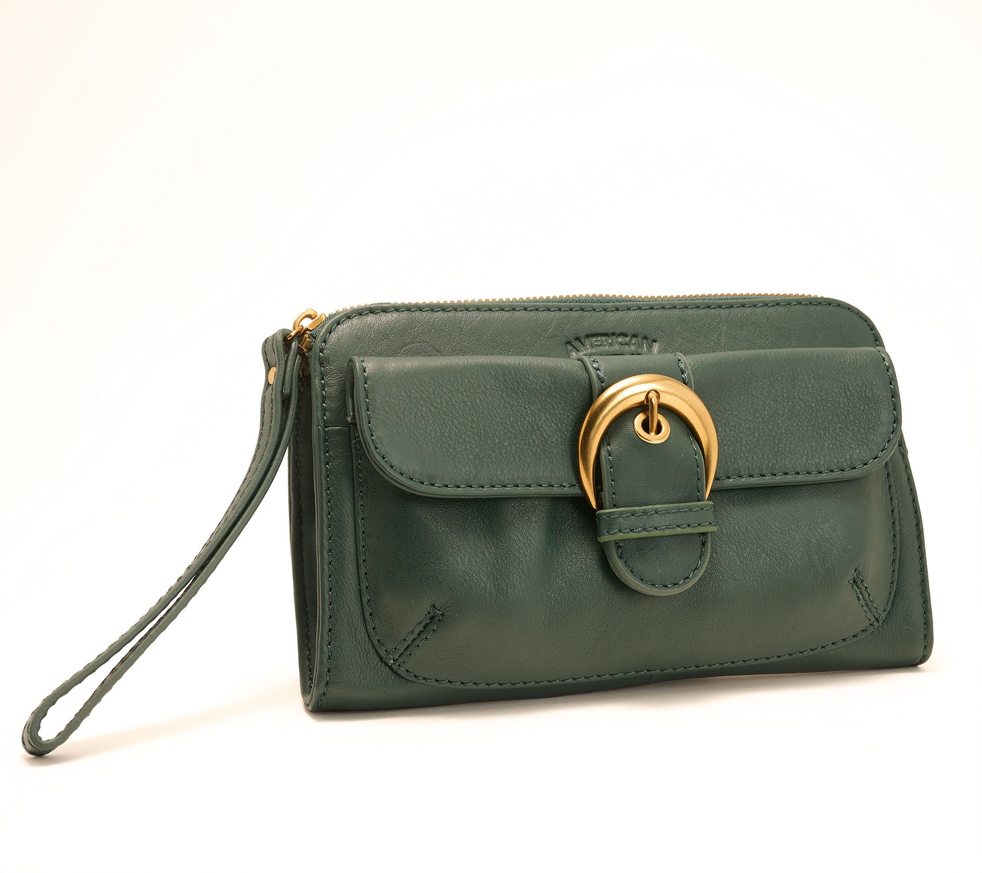 American Leather Co. Buckle Leather Wristlet Wallet