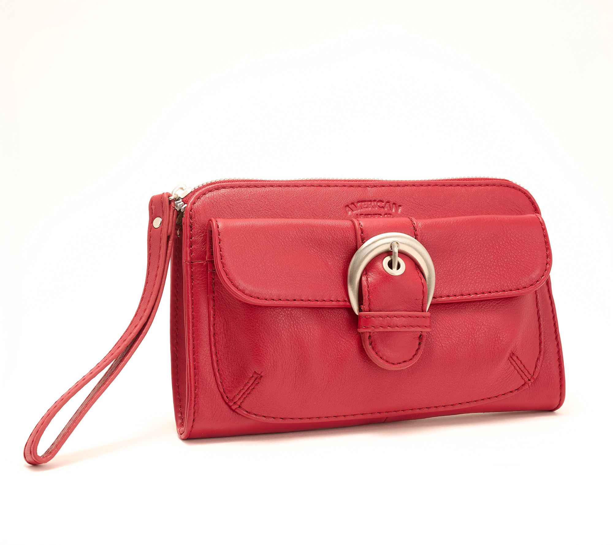 American Leather Co. Buckle Leather Wristlet Wallet