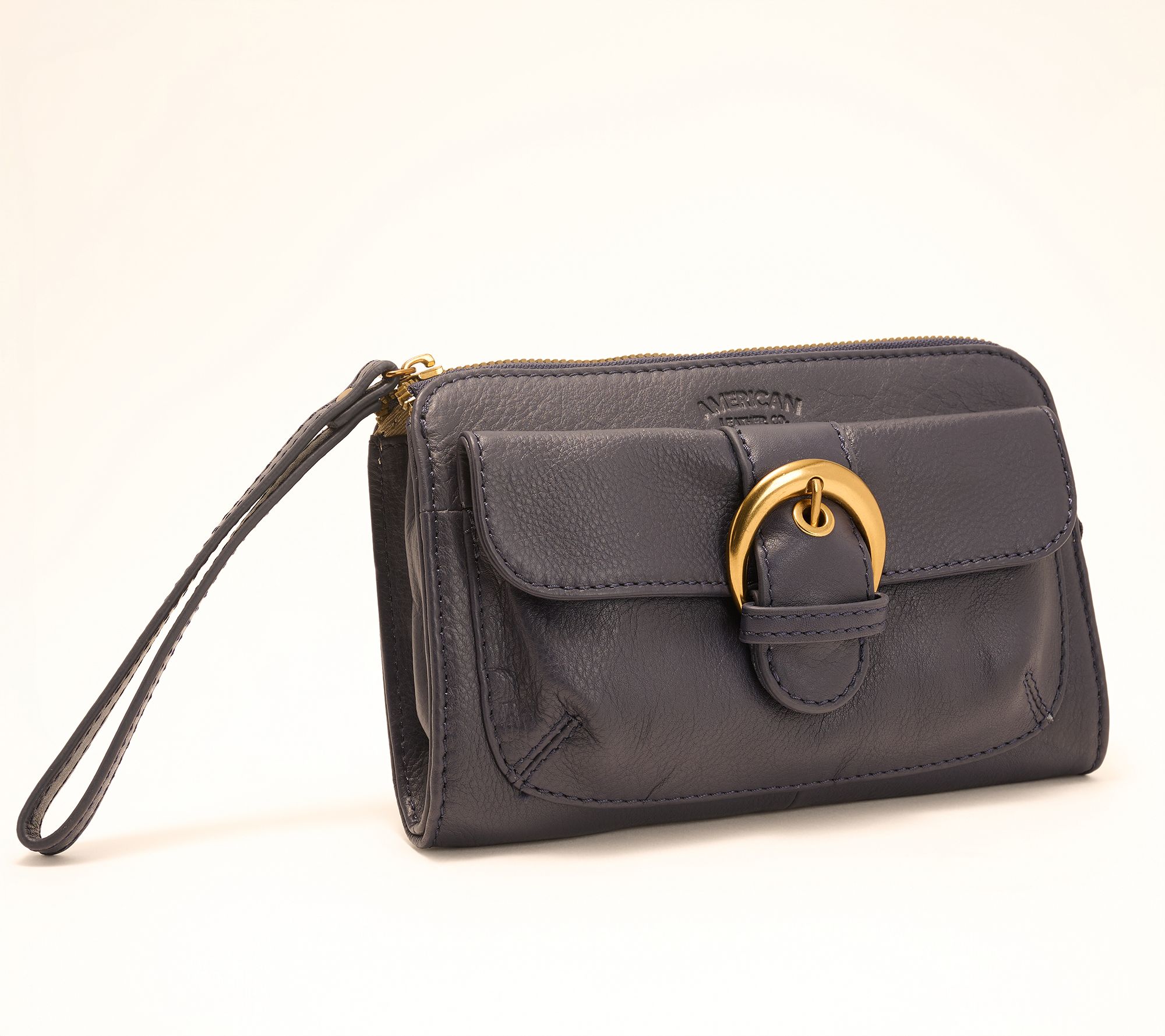 American Leather Co. Buckle Leather Wristlet Wallet