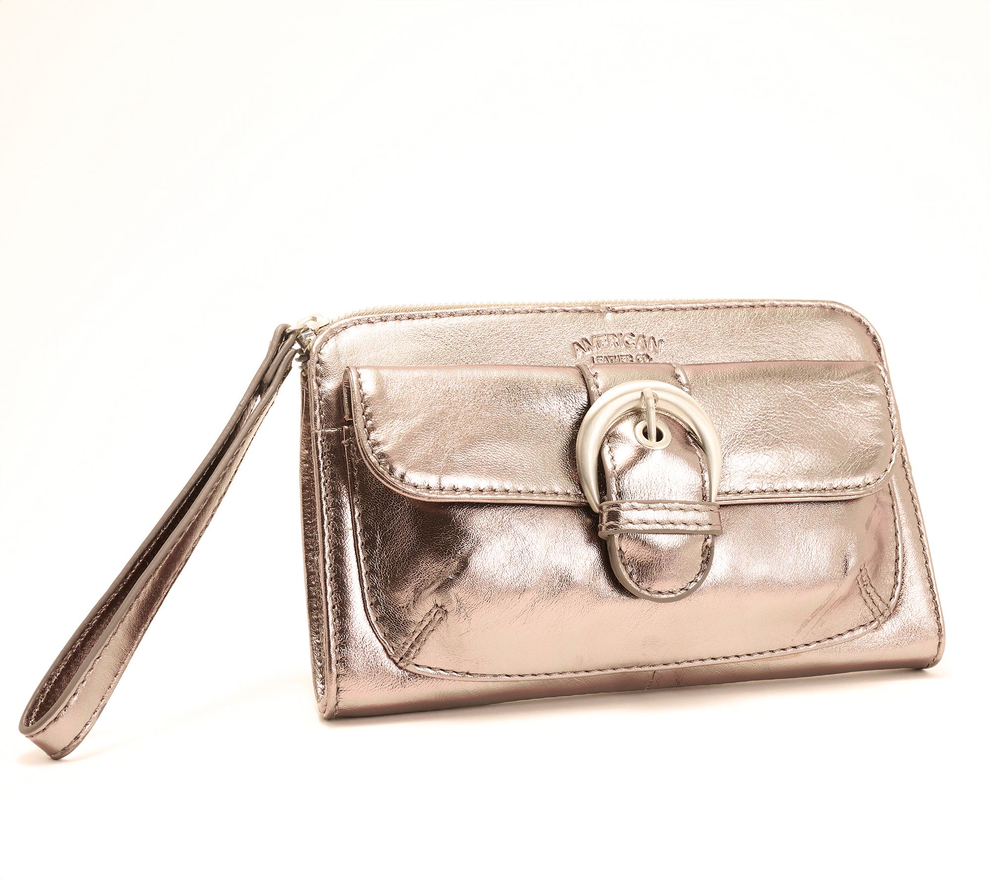 American Leather Co. Buckle Leather Wristlet Wallet