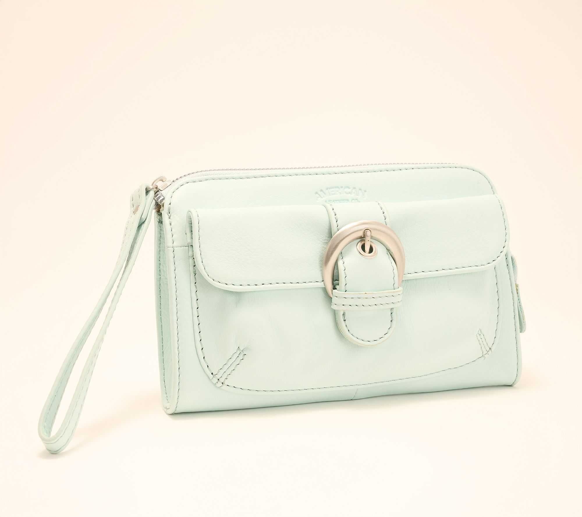 American Leather Co. Buckle Leather Wristlet Wallet