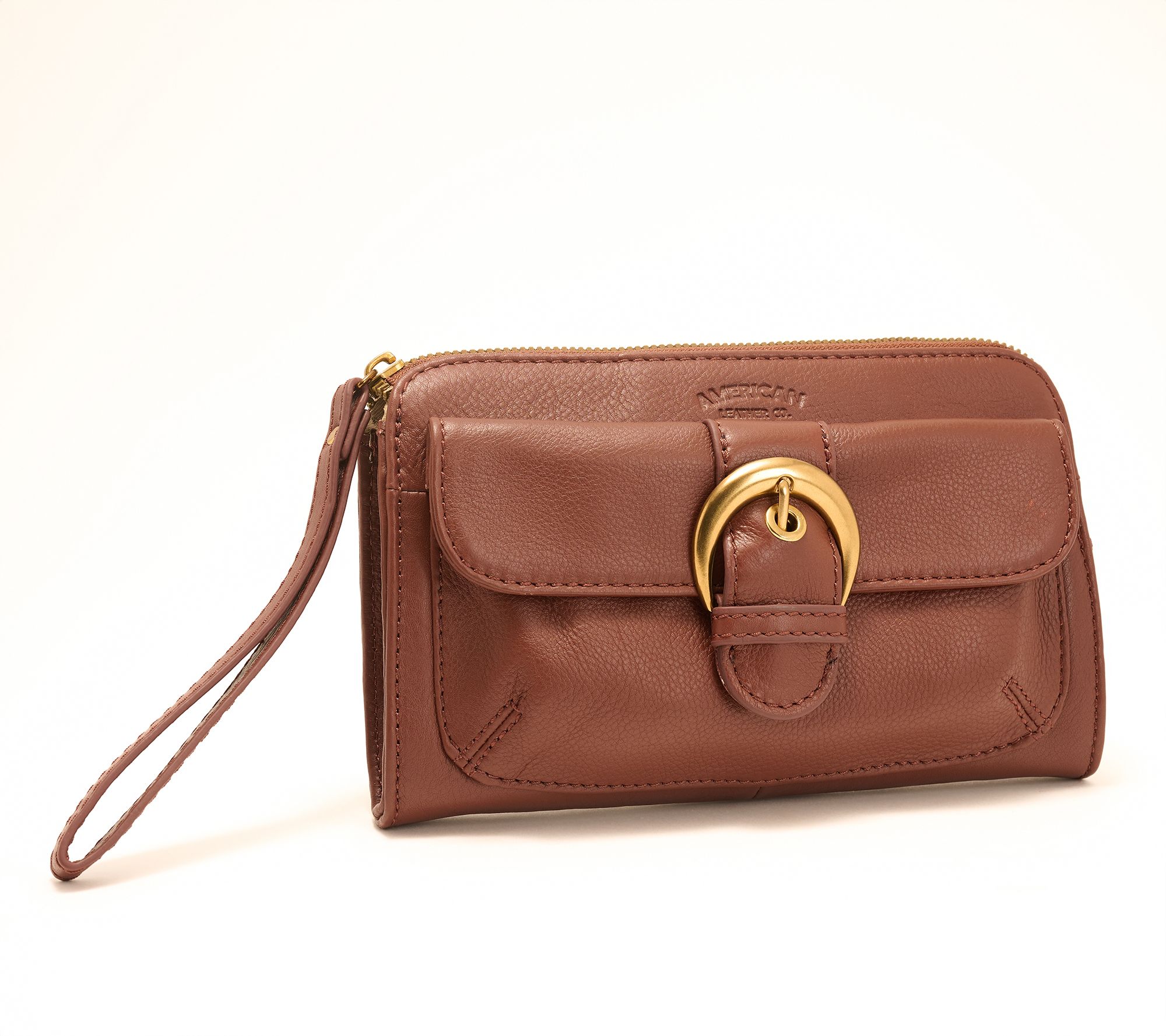 American Leather Co. Buckle Leather Wristlet Wallet