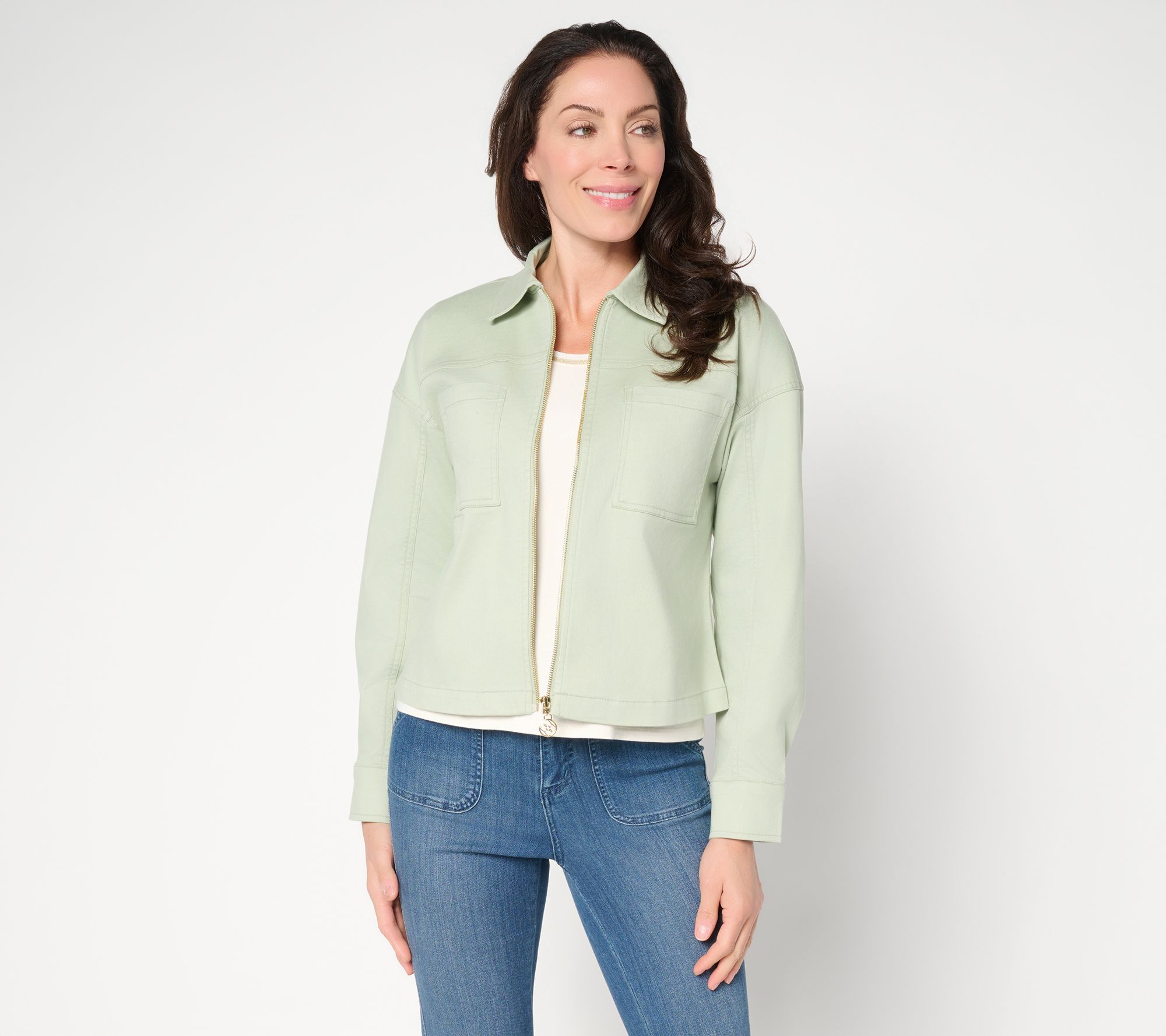  Belle by Kim Gravel Stretch Twill Signature Zip Jean Jacket