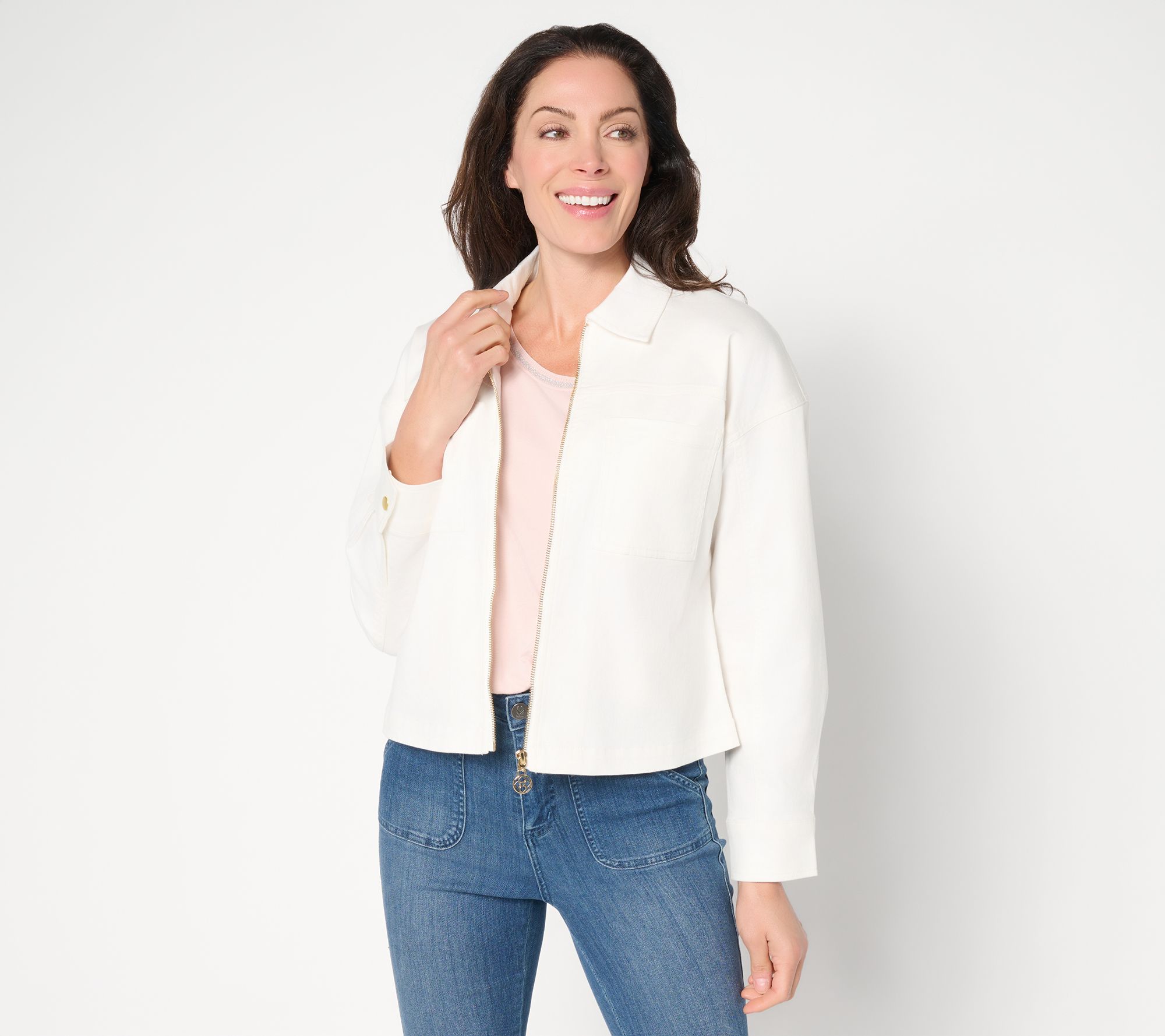 Belle by Kim Gravel Stretch Twill Signature Zip Jean Jacket