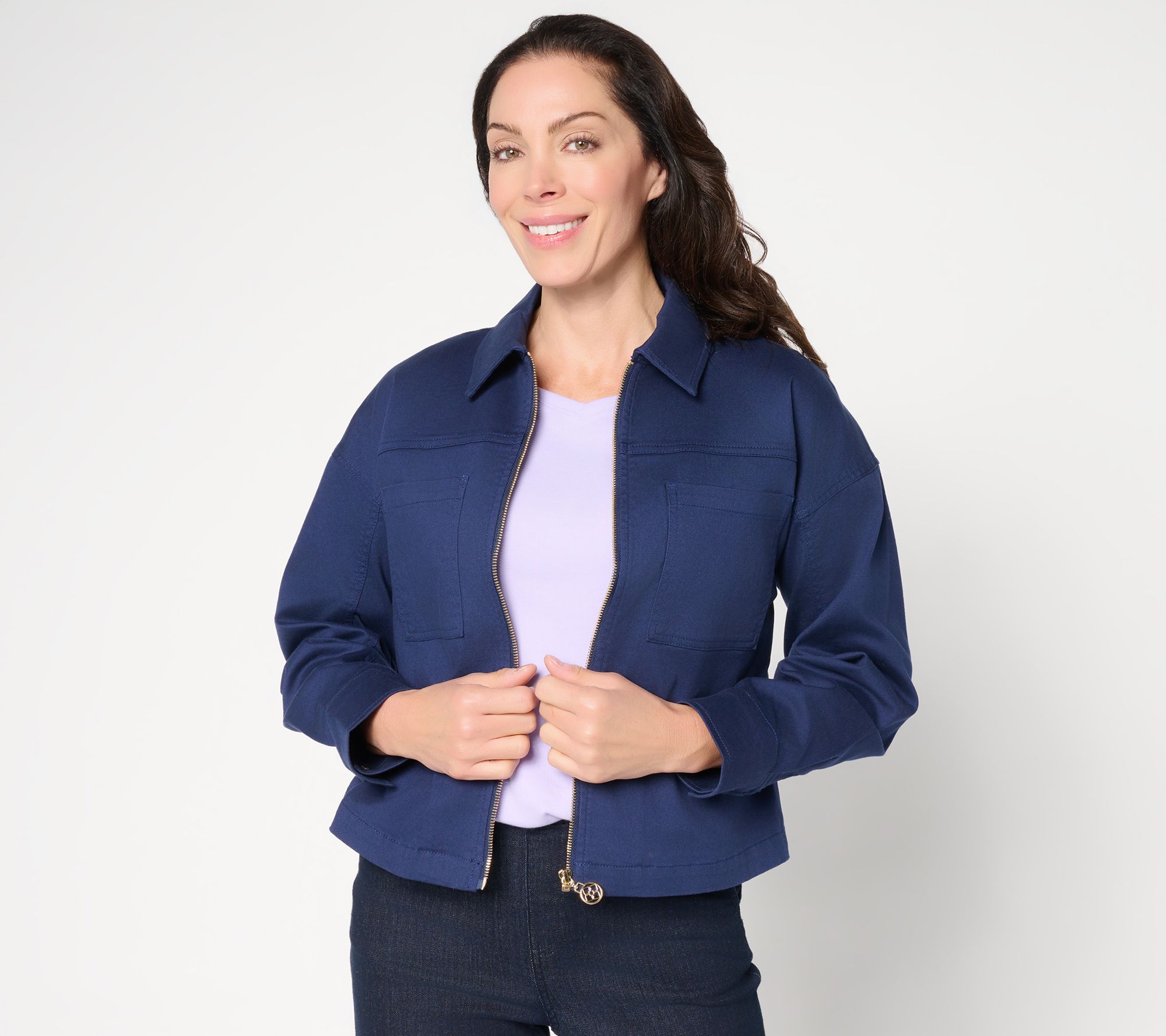 Belle by Kim Gravel Stretch Twill Signature Zip Jean Jacket