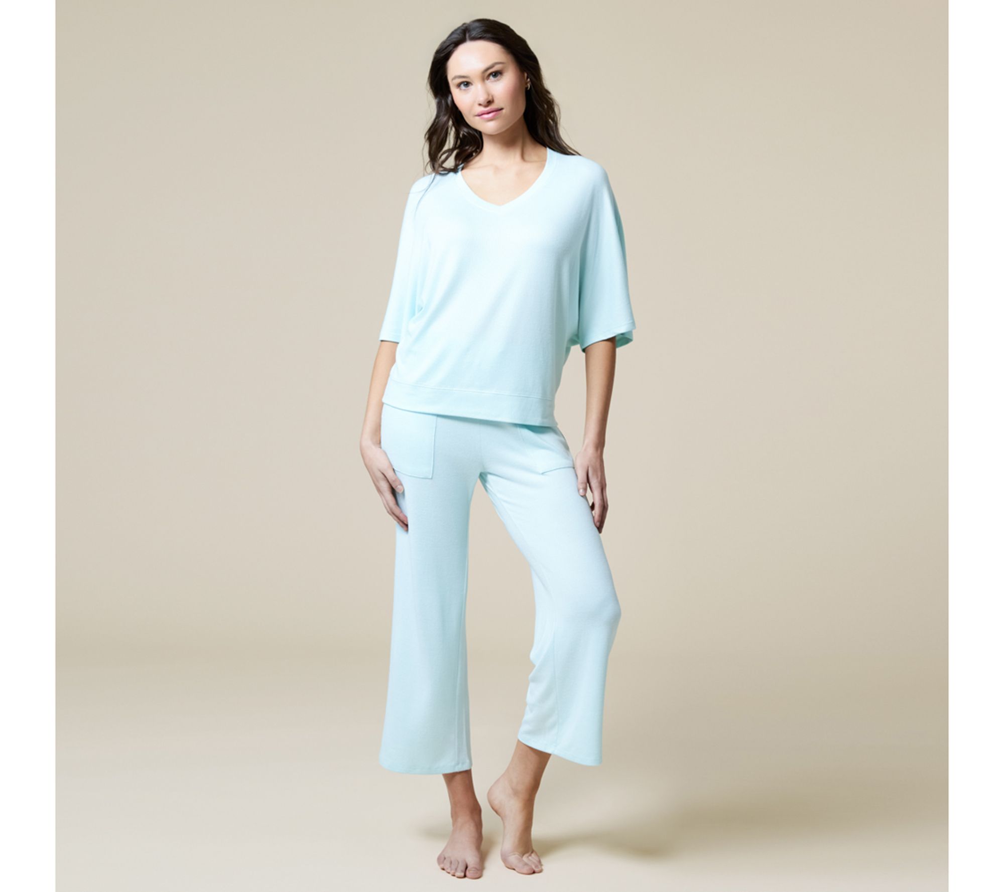 "As Is" Softies Dream Relaxed V-Neck & Capri Lounge Set