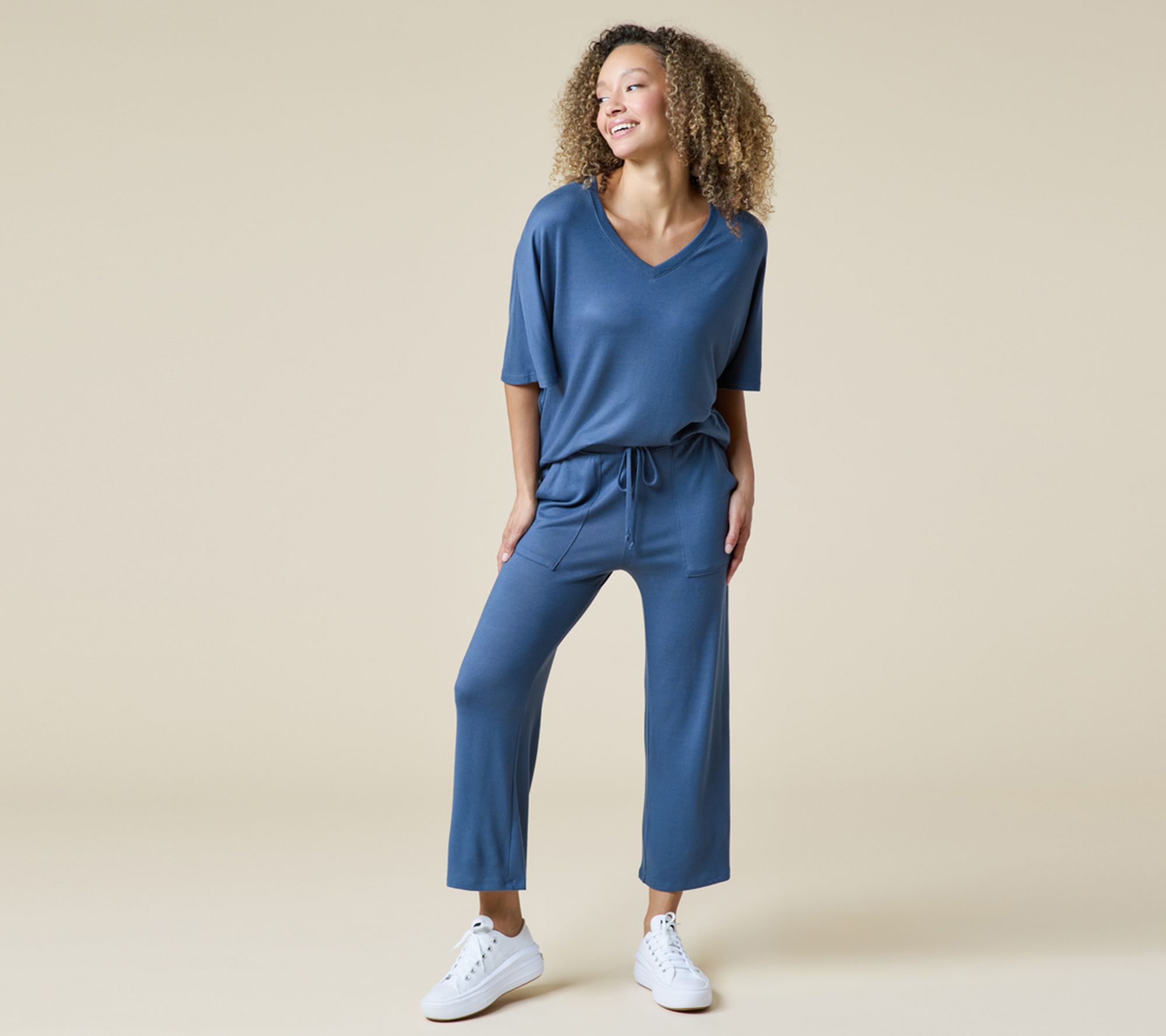 "As Is" Softies Dream Relaxed V-Neck & Capri Lounge Set