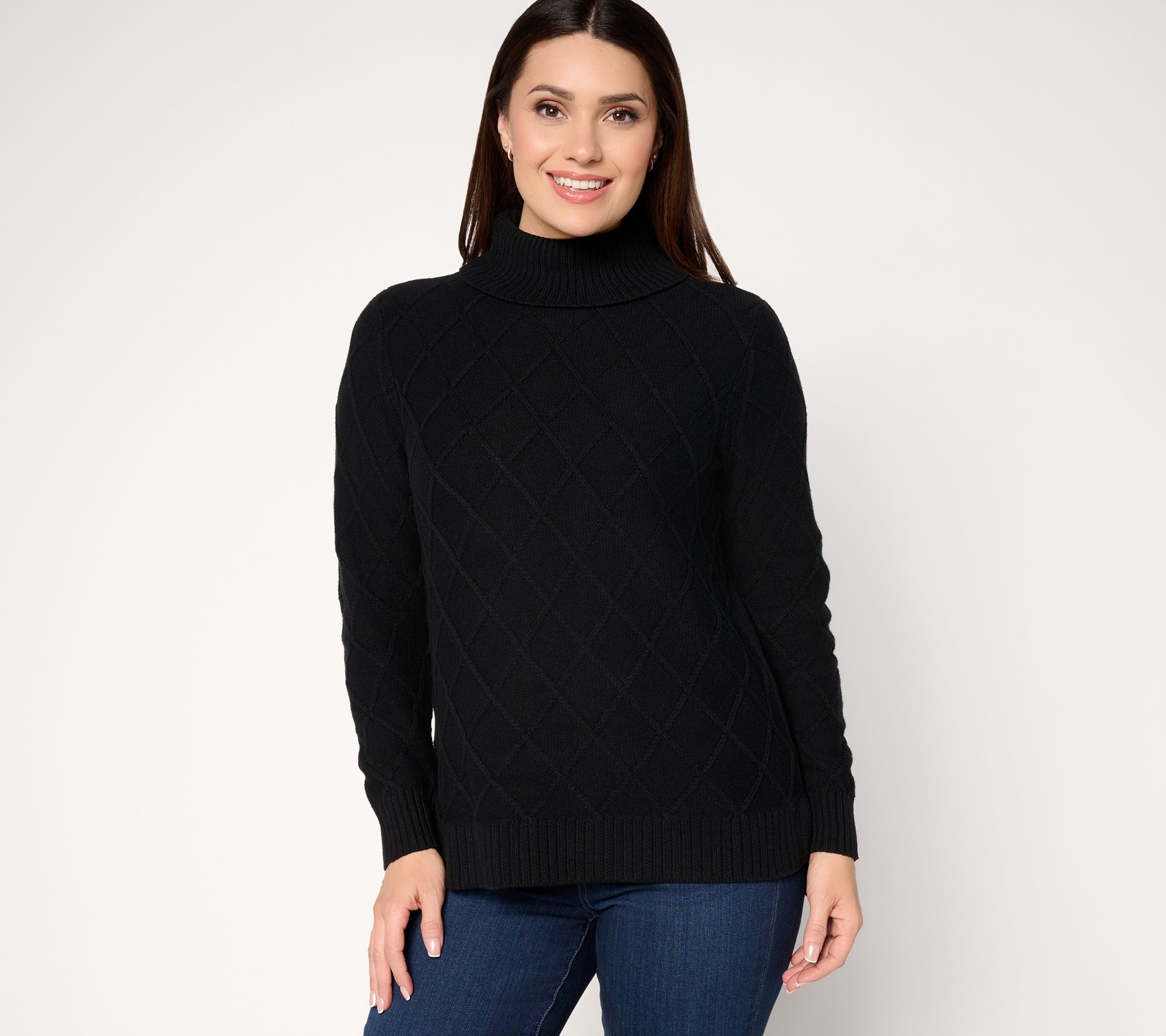 Joan Rivers Diamond Cable Turtleneck Sweater