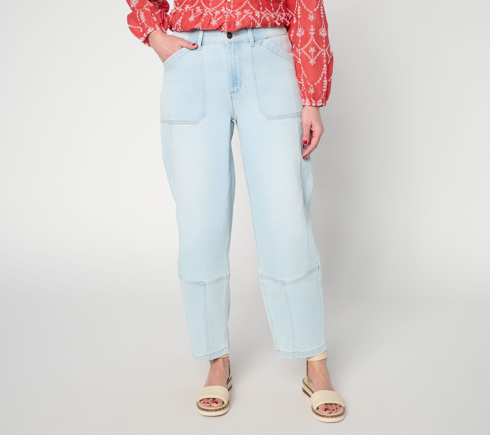  LOGO by Lori Goldstein Reg Indigo Barrel Leg Seamed Ankle Jean