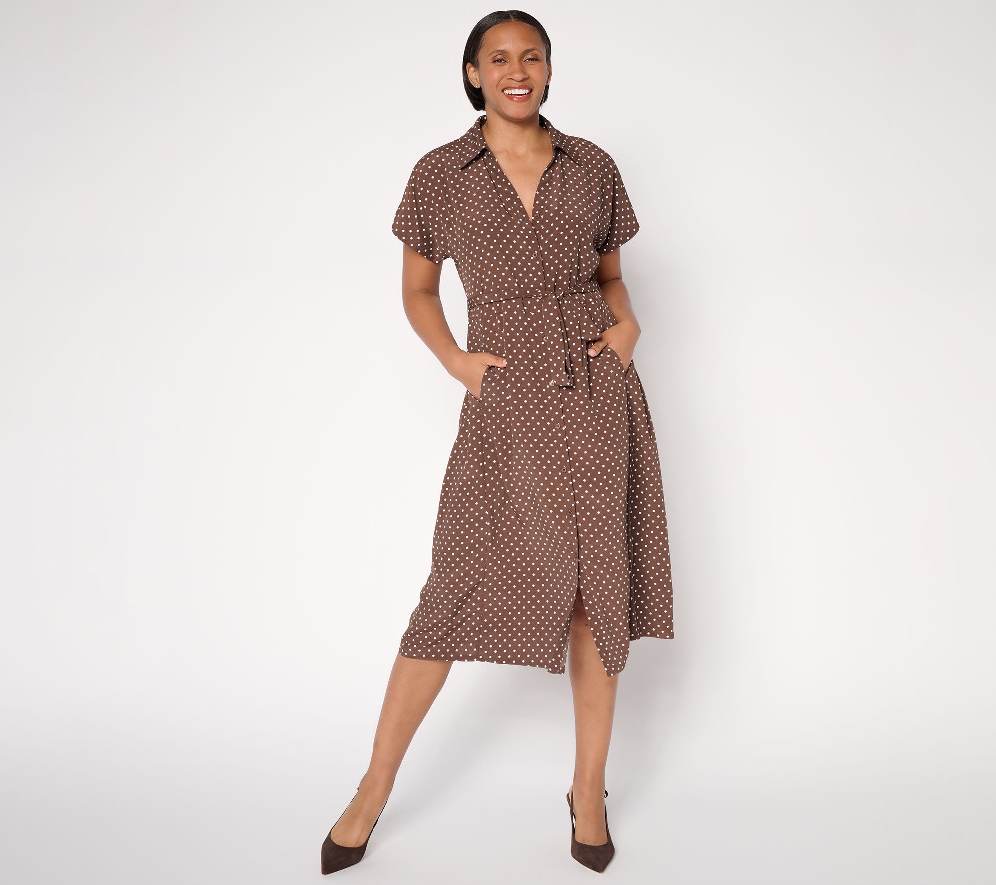 Dennis Basso Regular Printed Button Front Shirt Dress