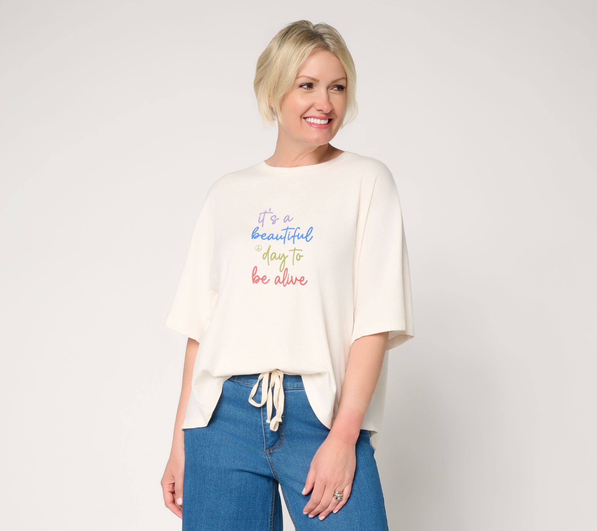 Peace Love World Printed Affirmation Tee Shirt