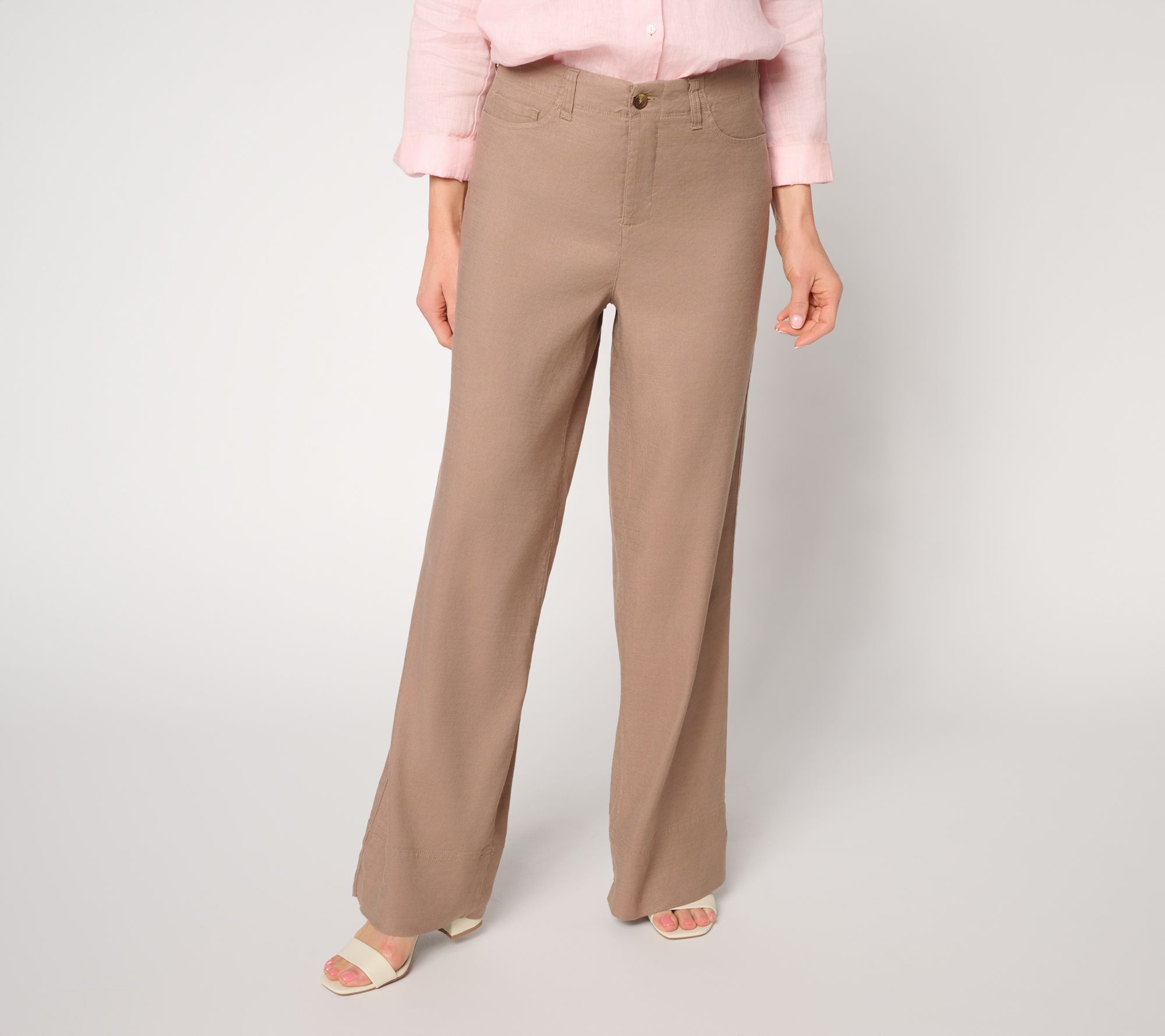NYDJ Regular 5-Pocket Wide Leg Linen Trouser