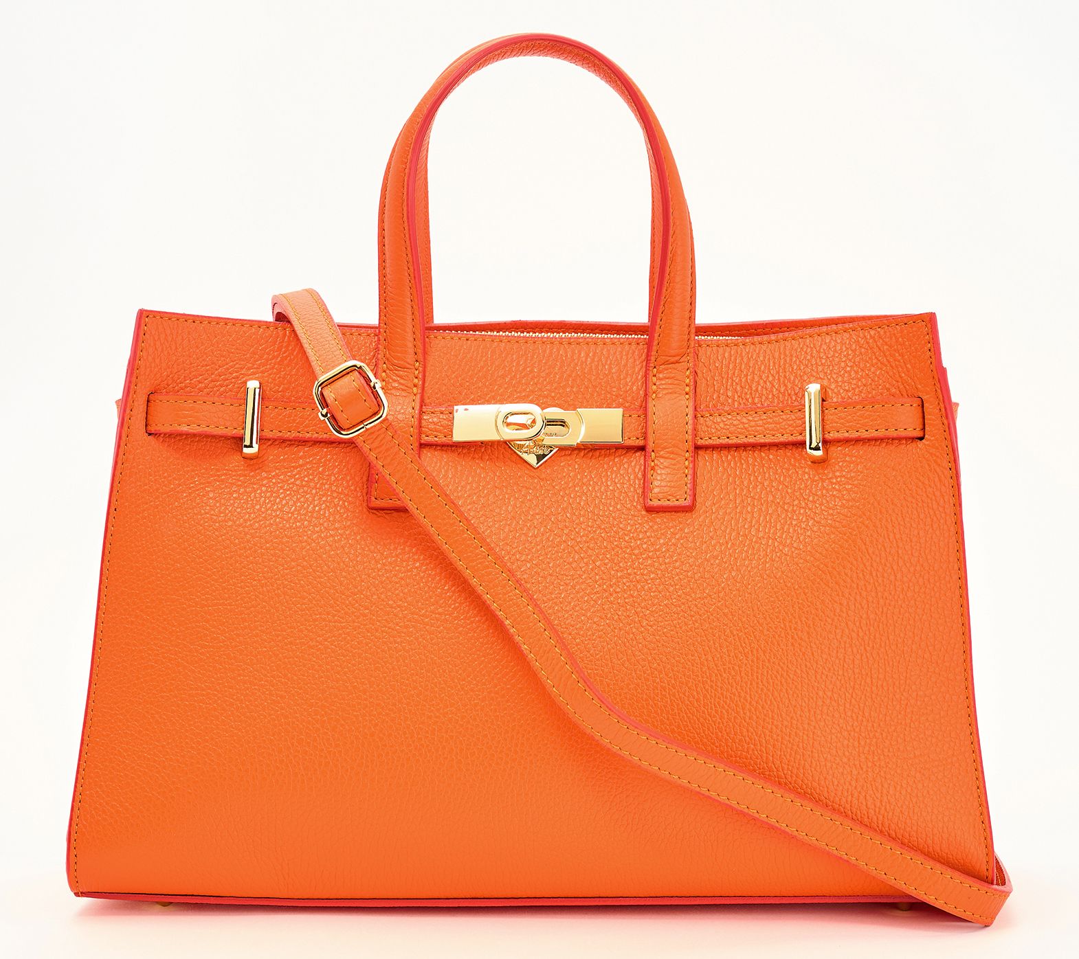  Filomena Amore Lady Manhattan Big Leather Satchel w/ Crossbody Strap