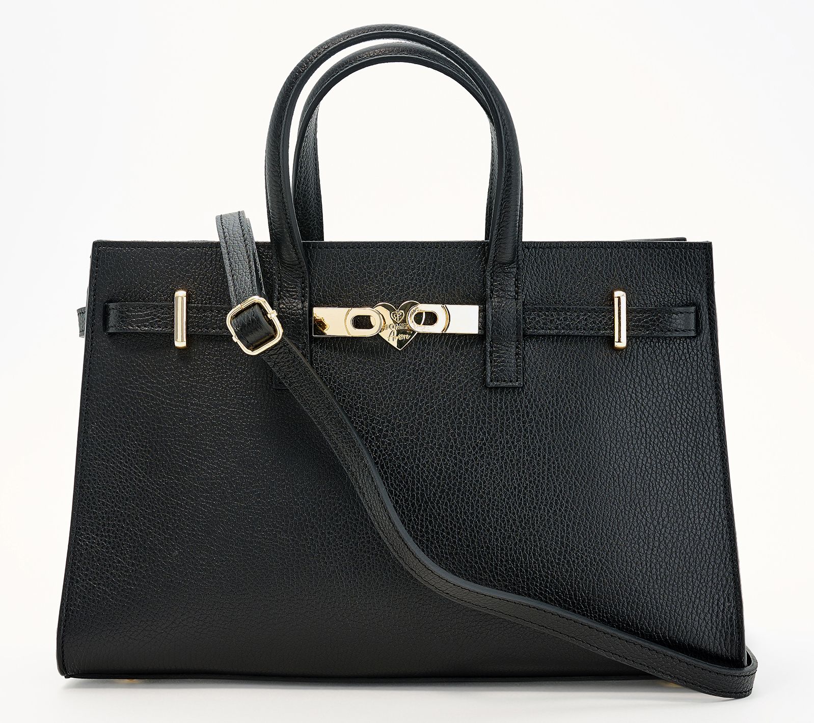 Filomena Amore Lady Manhattan Big Leather Satchel w/ Crossbody Strap