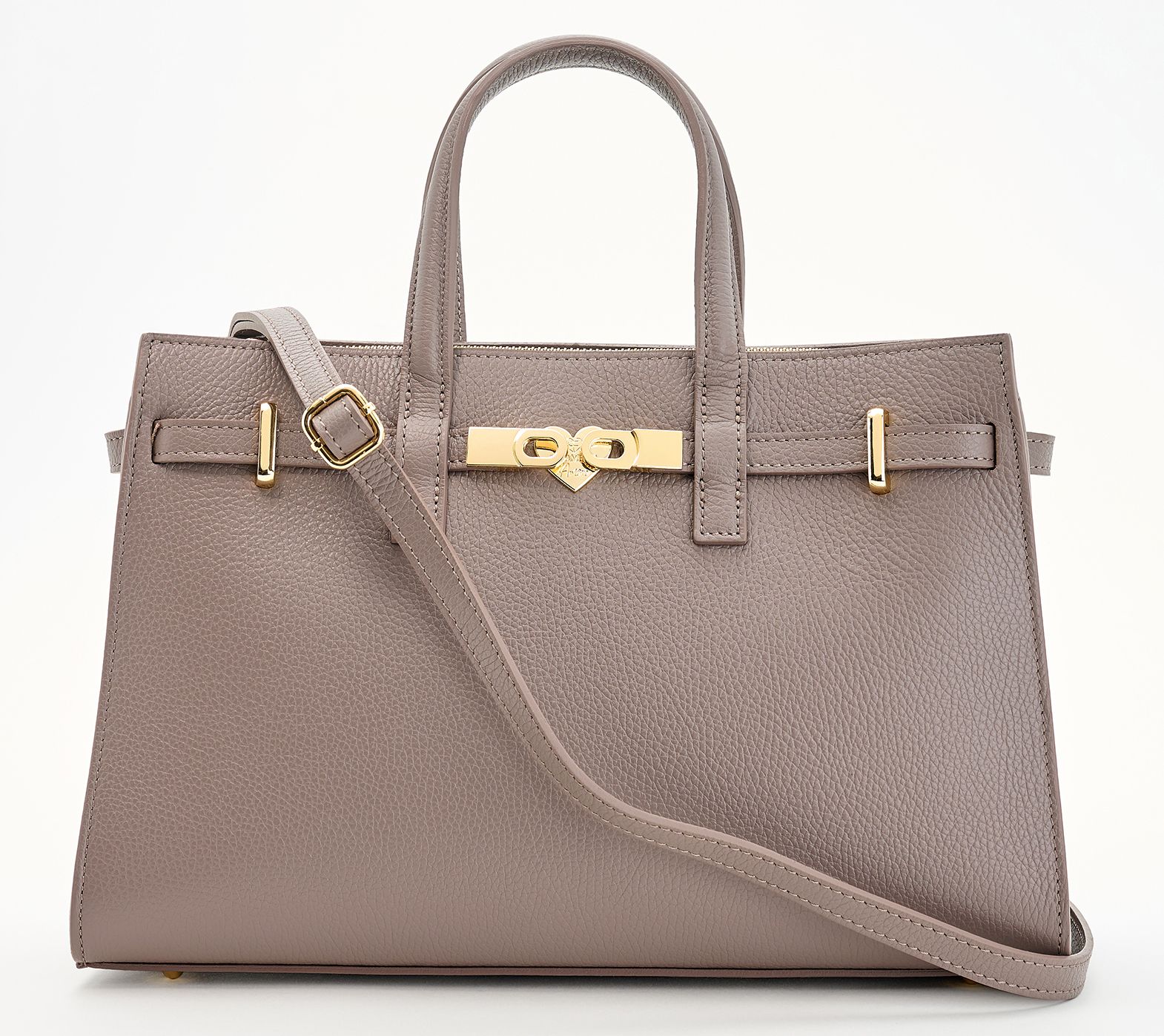 Filomena Amore Lady Manhattan Big Leather Satchel w/ Crossbody Strap