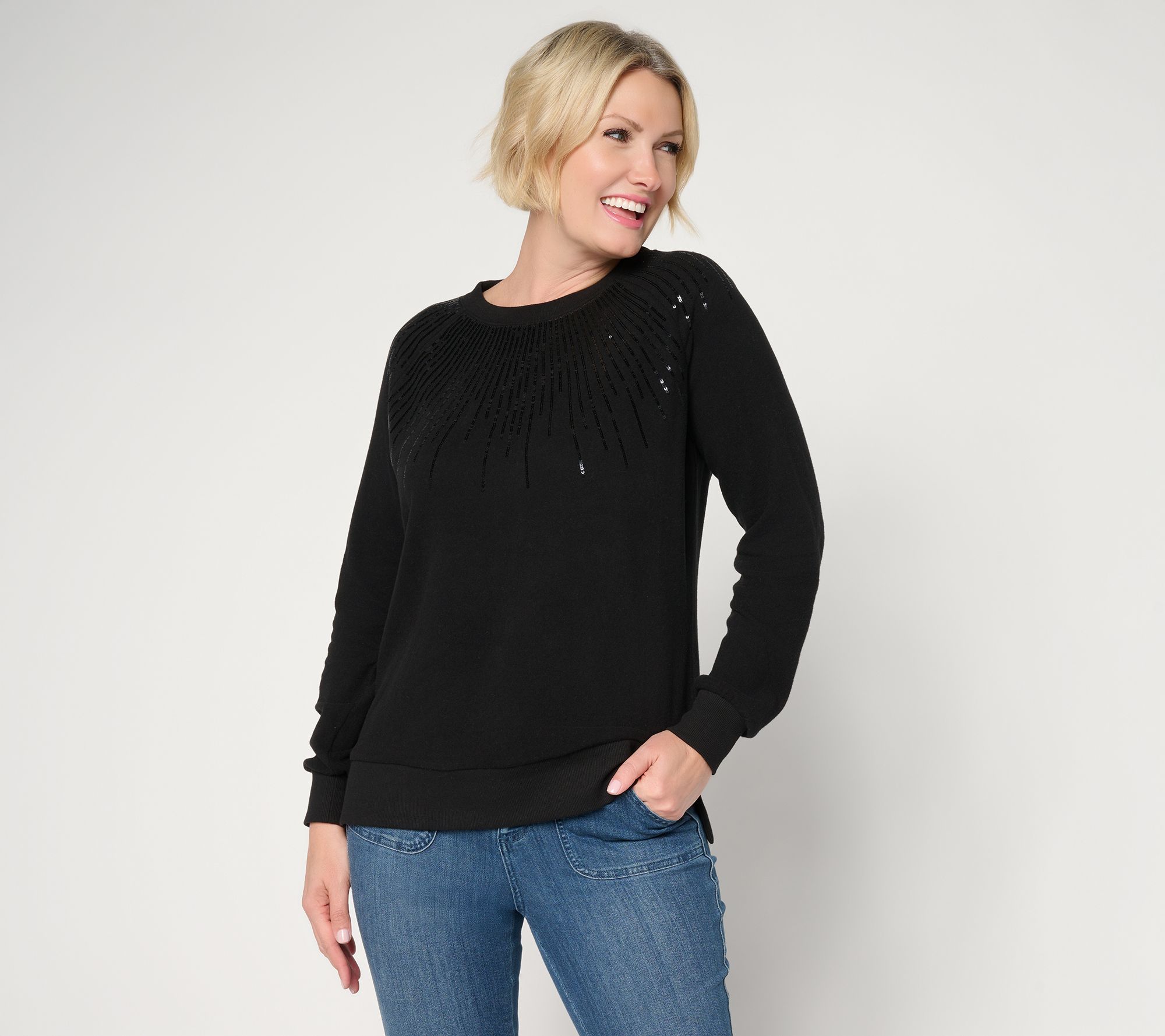 "As Is" Jingle Belles by Kim Gravel Starburst Sequin Knit Top