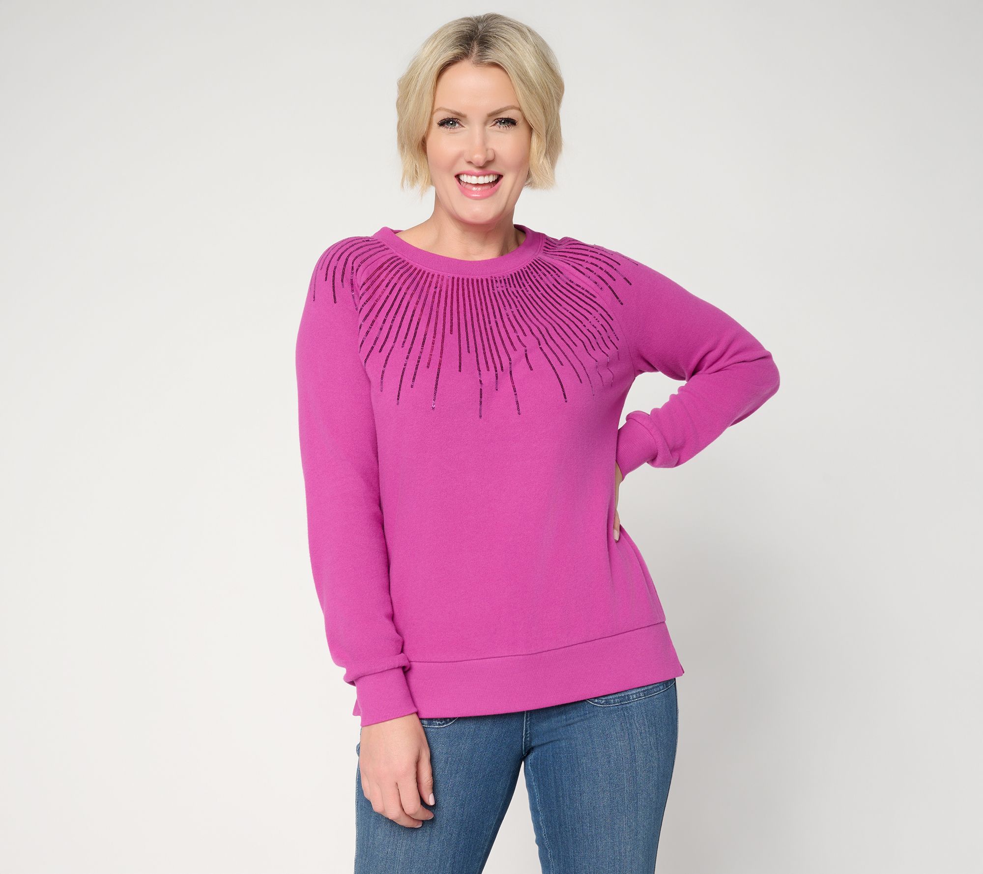 "As Is" Jingle Belles by Kim Gravel Starburst Sequin Knit Top