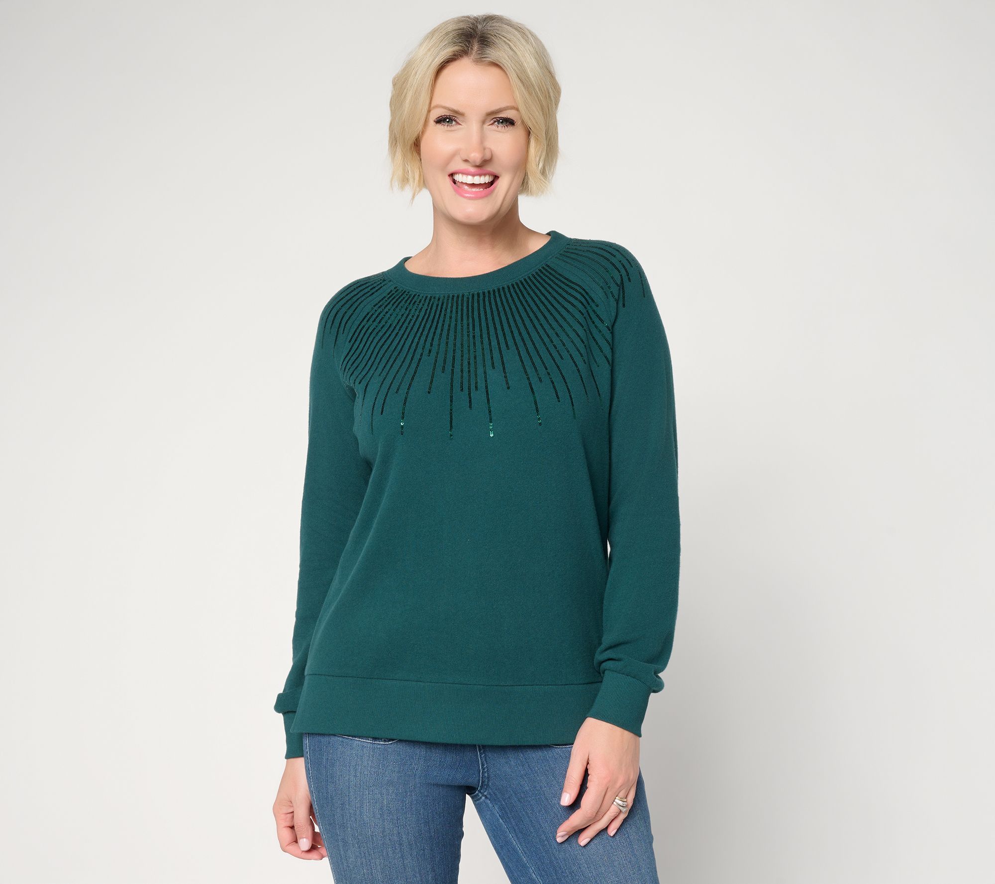 "As Is" Jingle Belles by Kim Gravel Starburst Sequin Knit Top