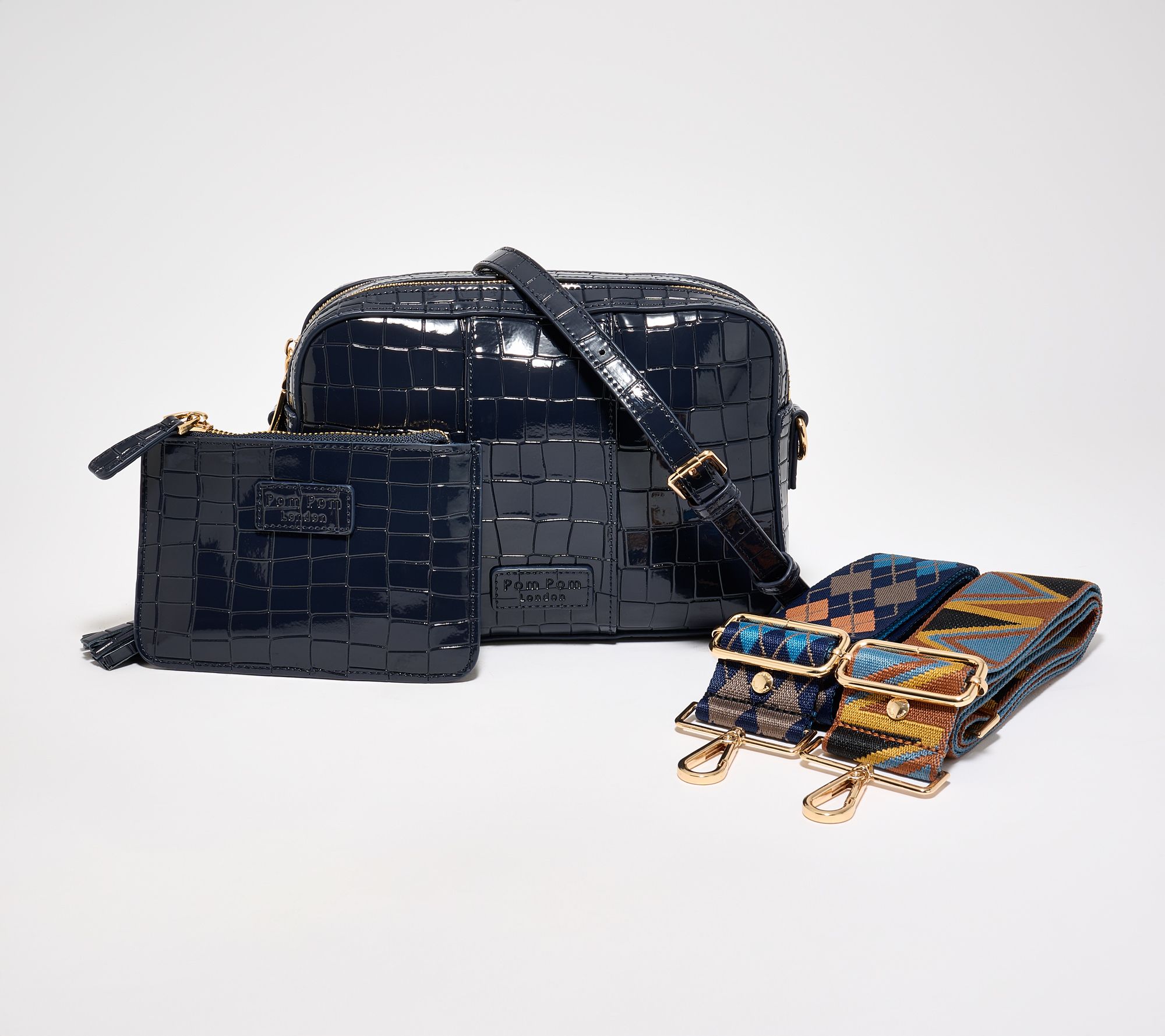 "As Is" Pom Pom London City Duo Crossbody with 2 Straps & RFID Coin Purse